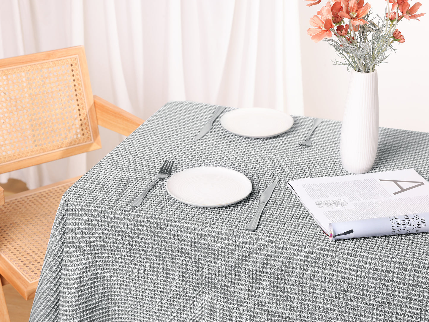 1 Pack Rectangle Tablecloth, Cotton Linen Table Cover