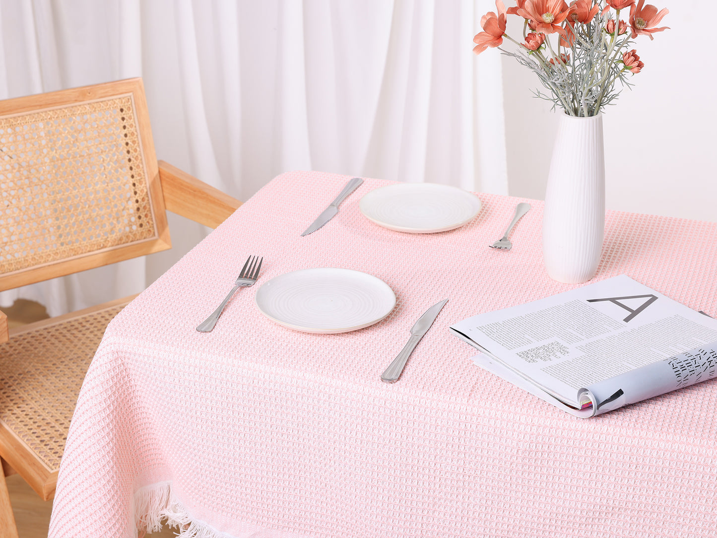 1 Pack Rectangle Tablecloth, Cotton Linen Table Cover
