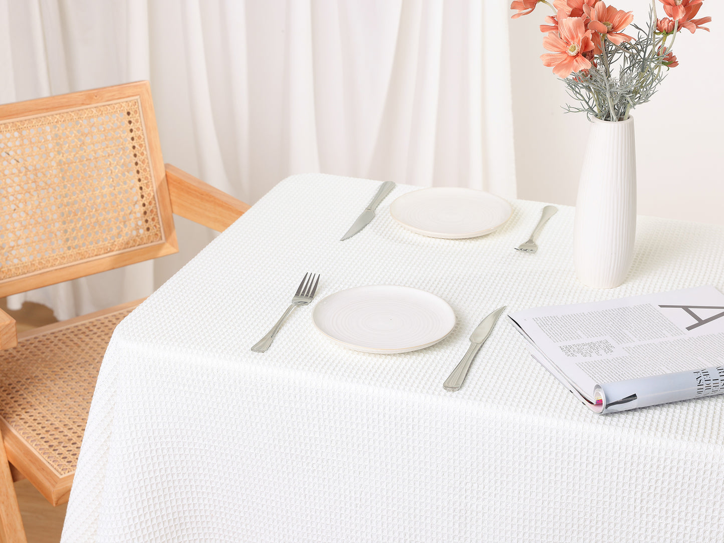 1 Pack Rectangle Tablecloth, Cotton Linen Table Cover