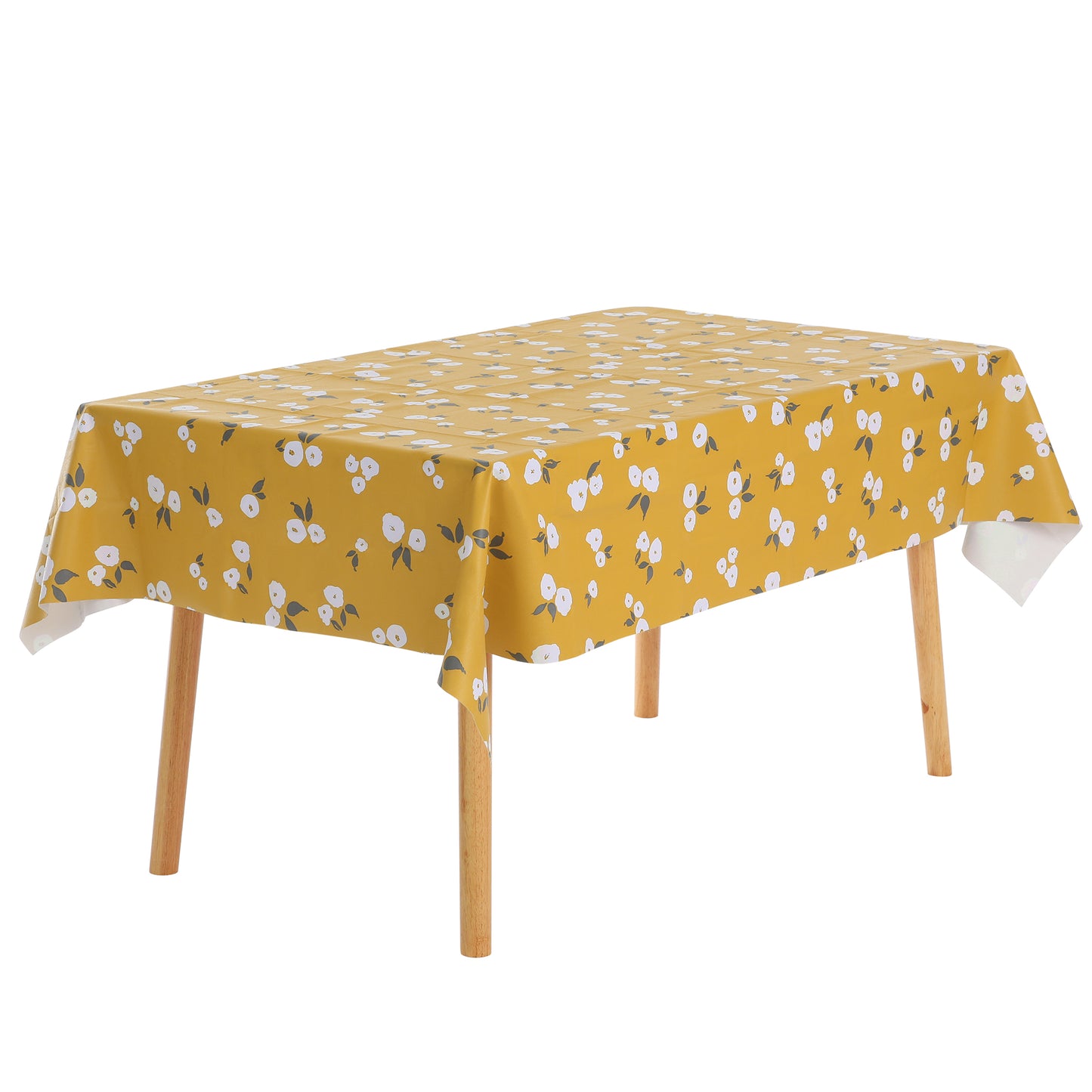 1 Pack Rectangle PVC Tablecloth, Floral Waterproof Table Cover