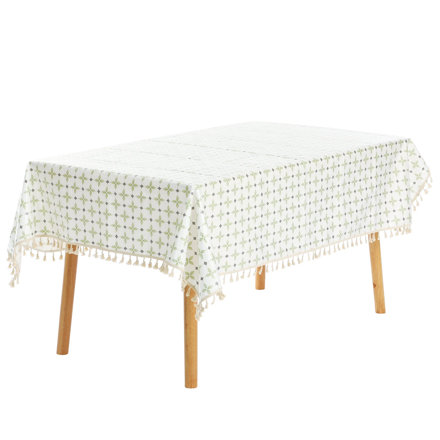 1 Pack Rectangle Tablecloth Faux PU with Tassel Table Cover