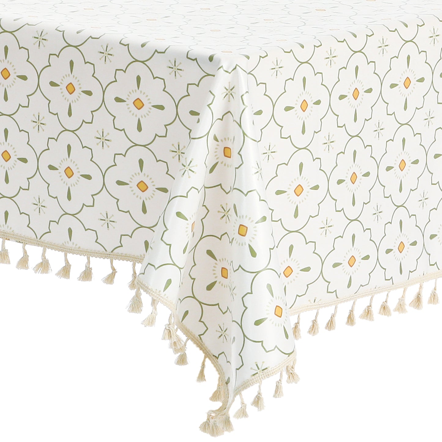 1 paquete de mantel rectangular de imitación de poliuretano con borlas.