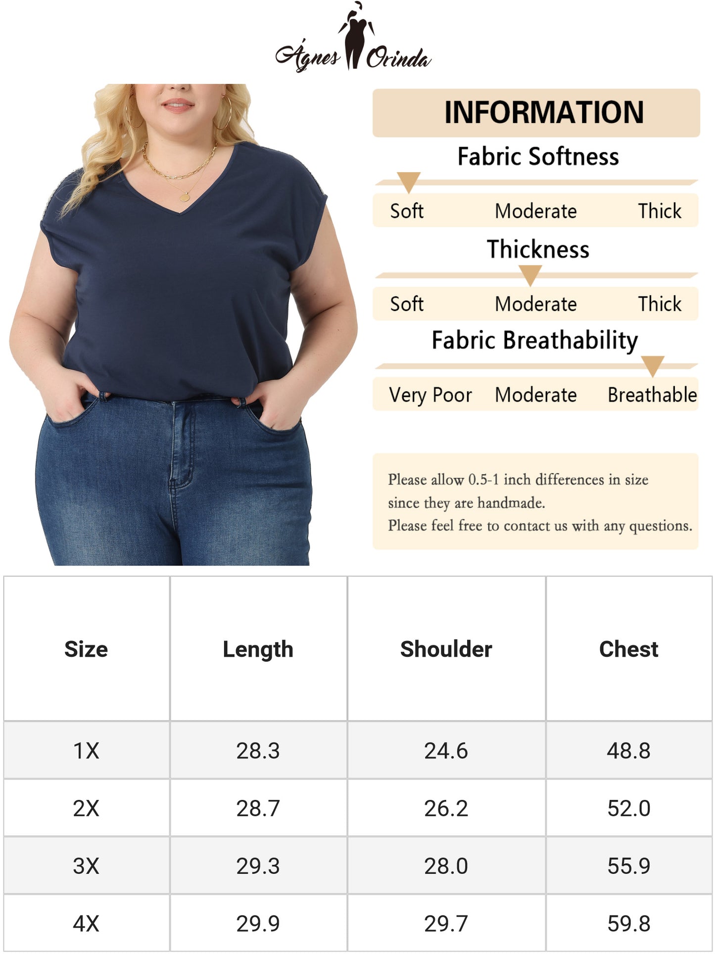 Women Plus Size Tops V Neck Sleeveless Summer Blouse Tank Top