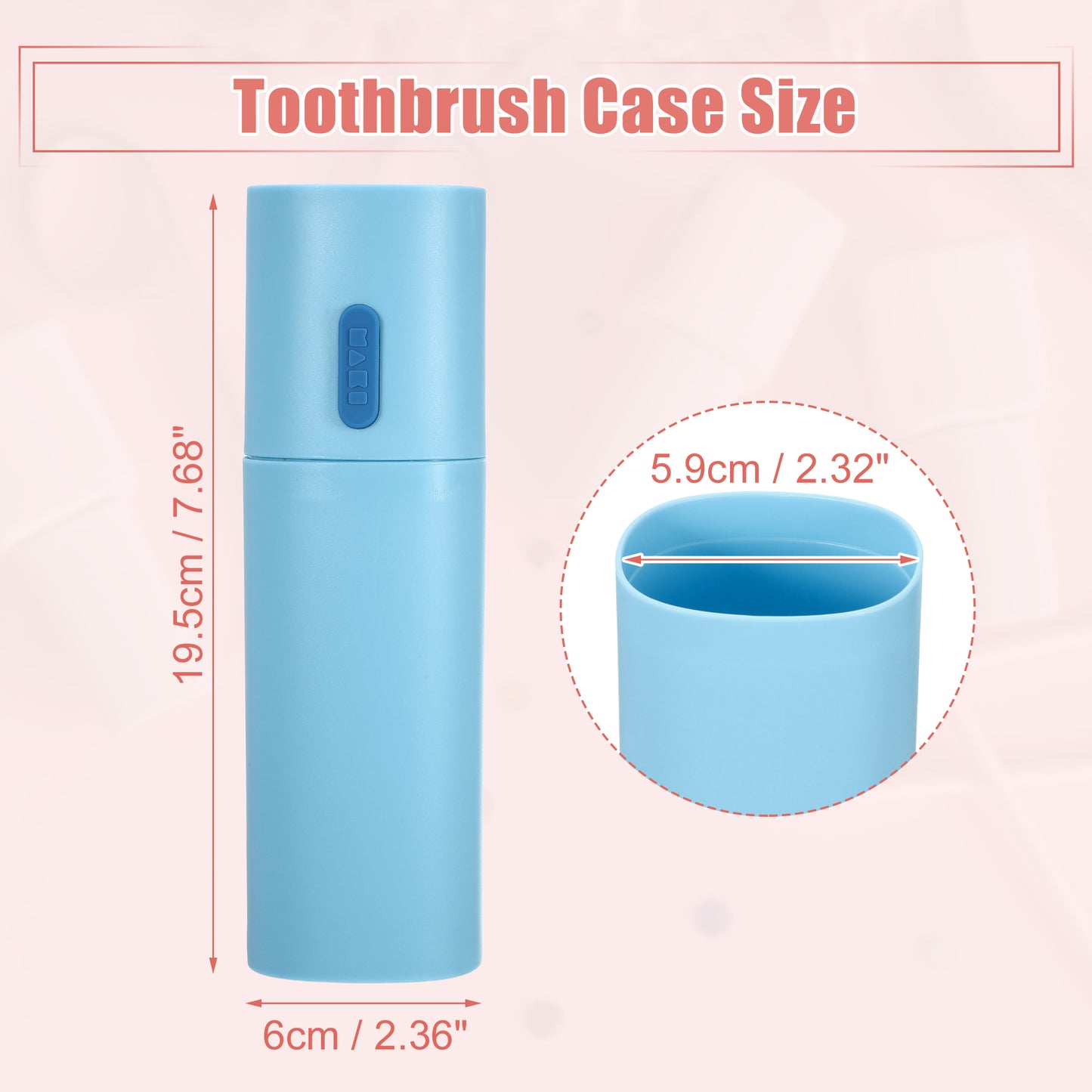 1 Pc Lightweight Traveling Toothbrush Holders Case, 7.68"x2.36" Blue