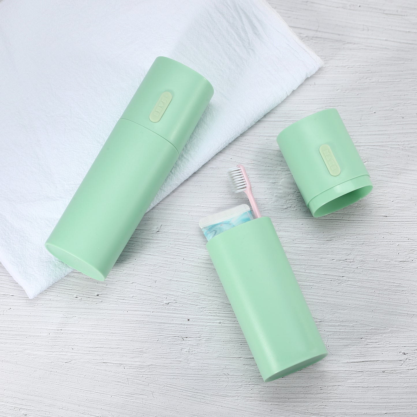 2 Pcs Lightweight Traveling Toothbrush Holders Case, 7.68"x2.36" Green