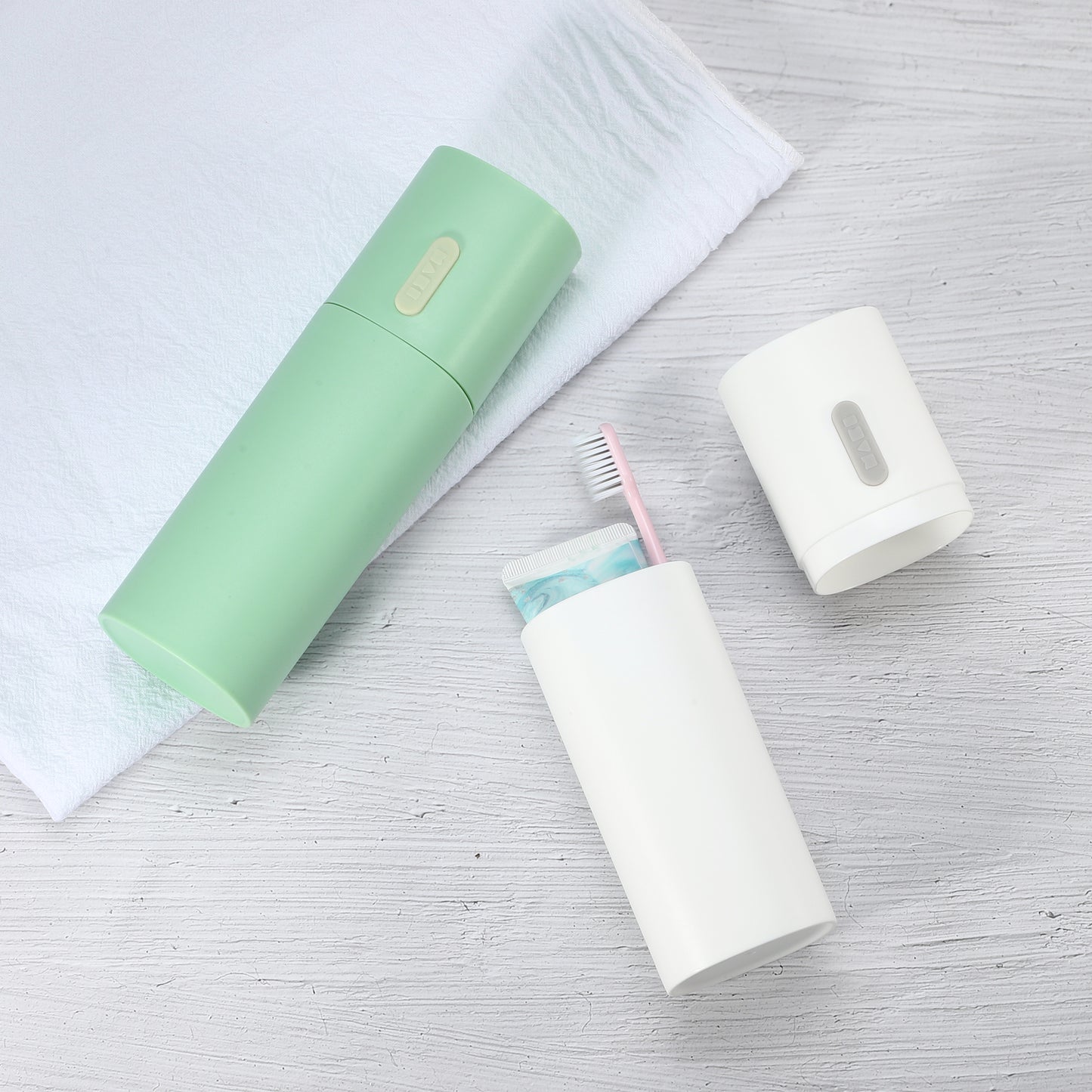 2 Pcs Lightweight Toothbrush Travel Case, 7.68"x2.36" White, Green