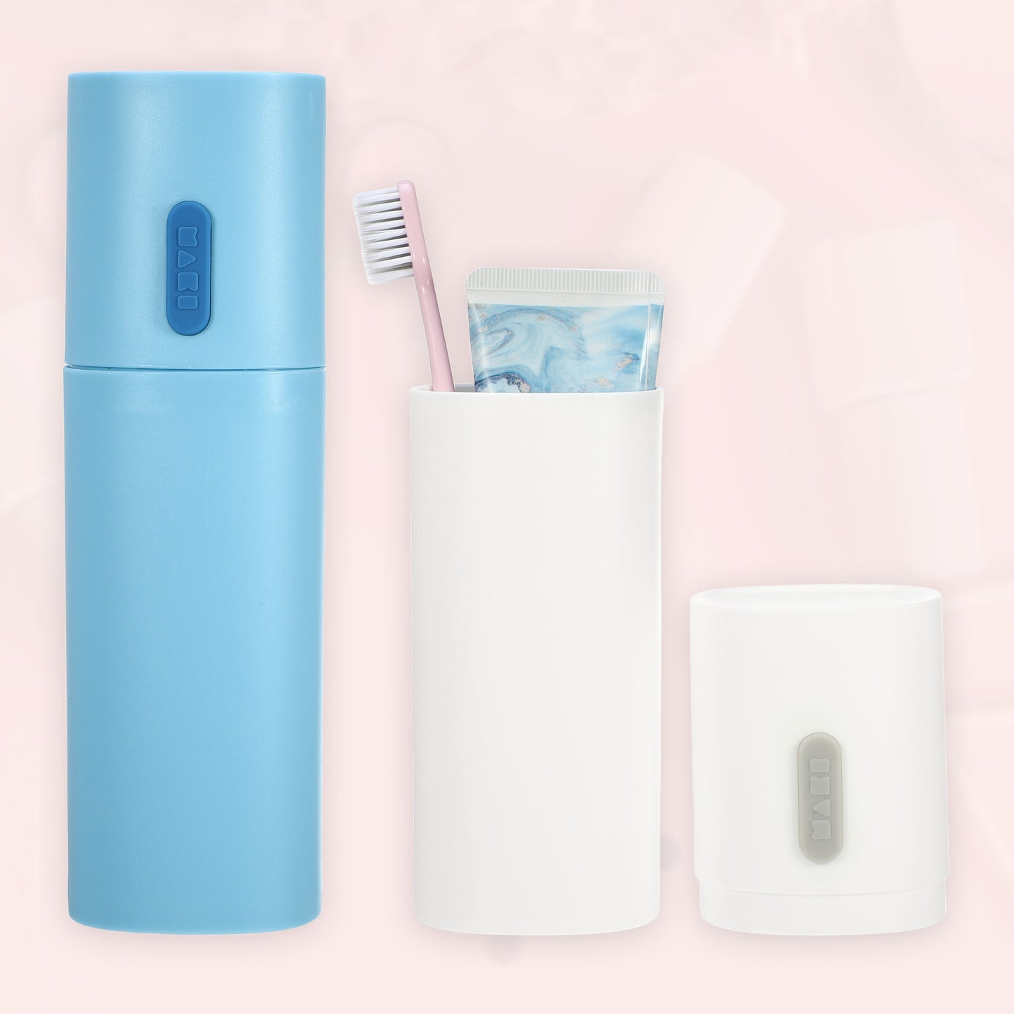 2 Pcs Lightweight Toothbrush Travel Case, 7.68"x2.36" White, Blue