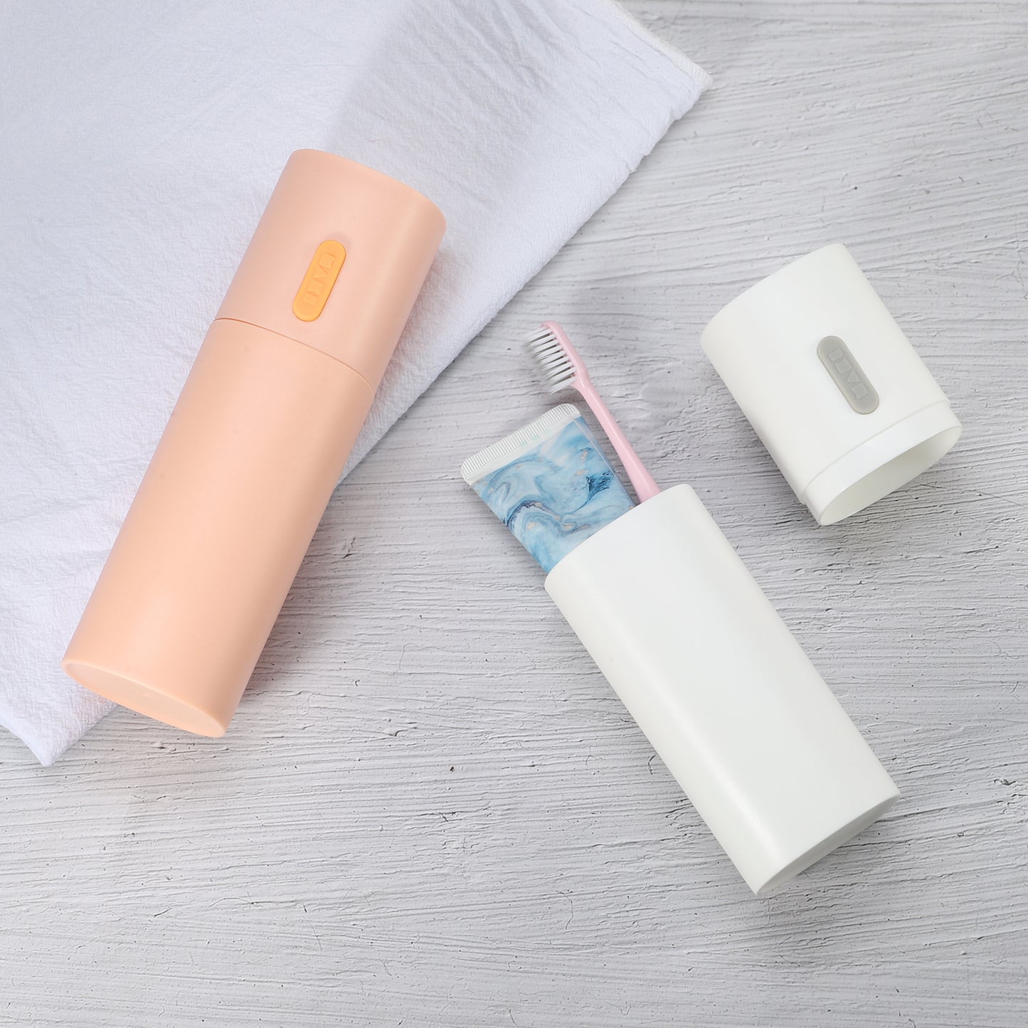 2 Pcs Lightweight Toothbrush Travel Case, 7.68"x2.36" White, Pink
