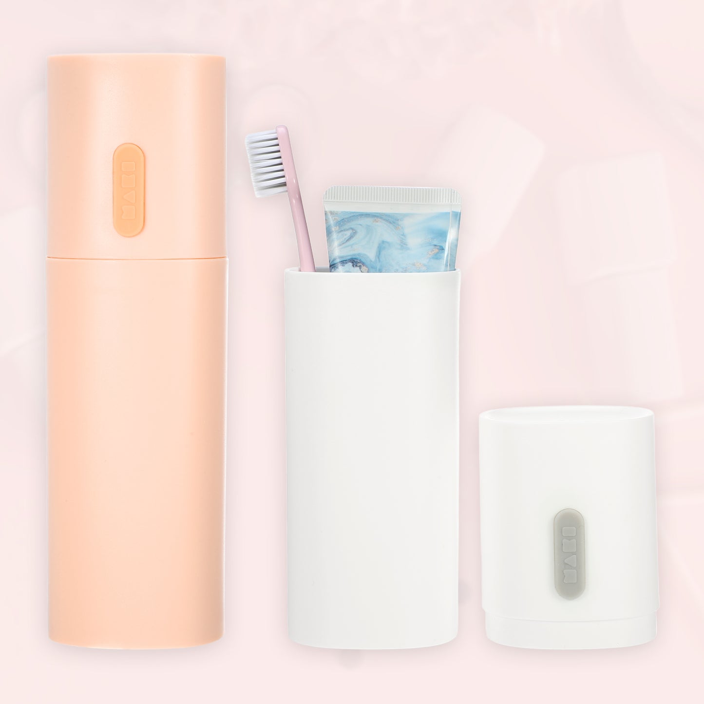 2 Pcs Lightweight Toothbrush Travel Case, 7.68"x2.36" White, Pink