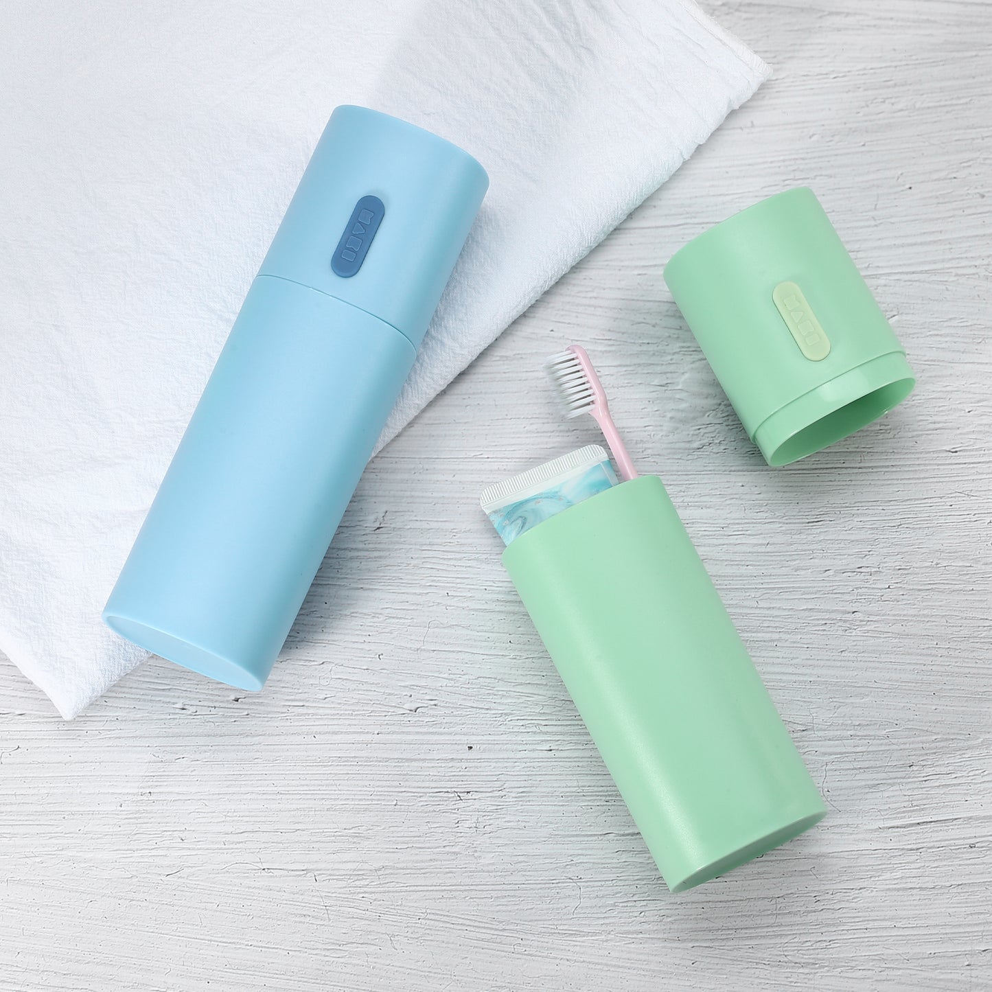 2 Pcs Lightweight Toothbrush Travel Case, 7.68"x2.36" Green, Blue