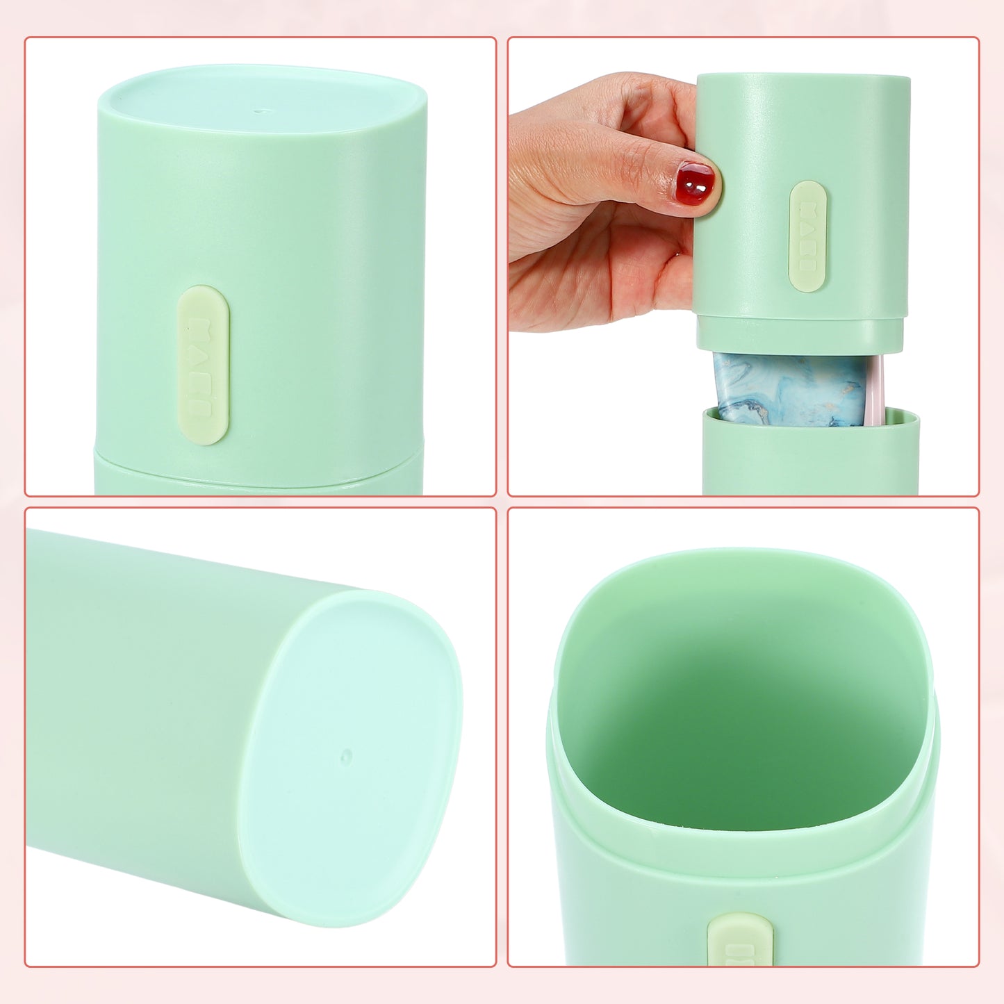 2 Pcs Lightweight Toothbrush Travel Case, 7.68"x2.36" Green, Blue