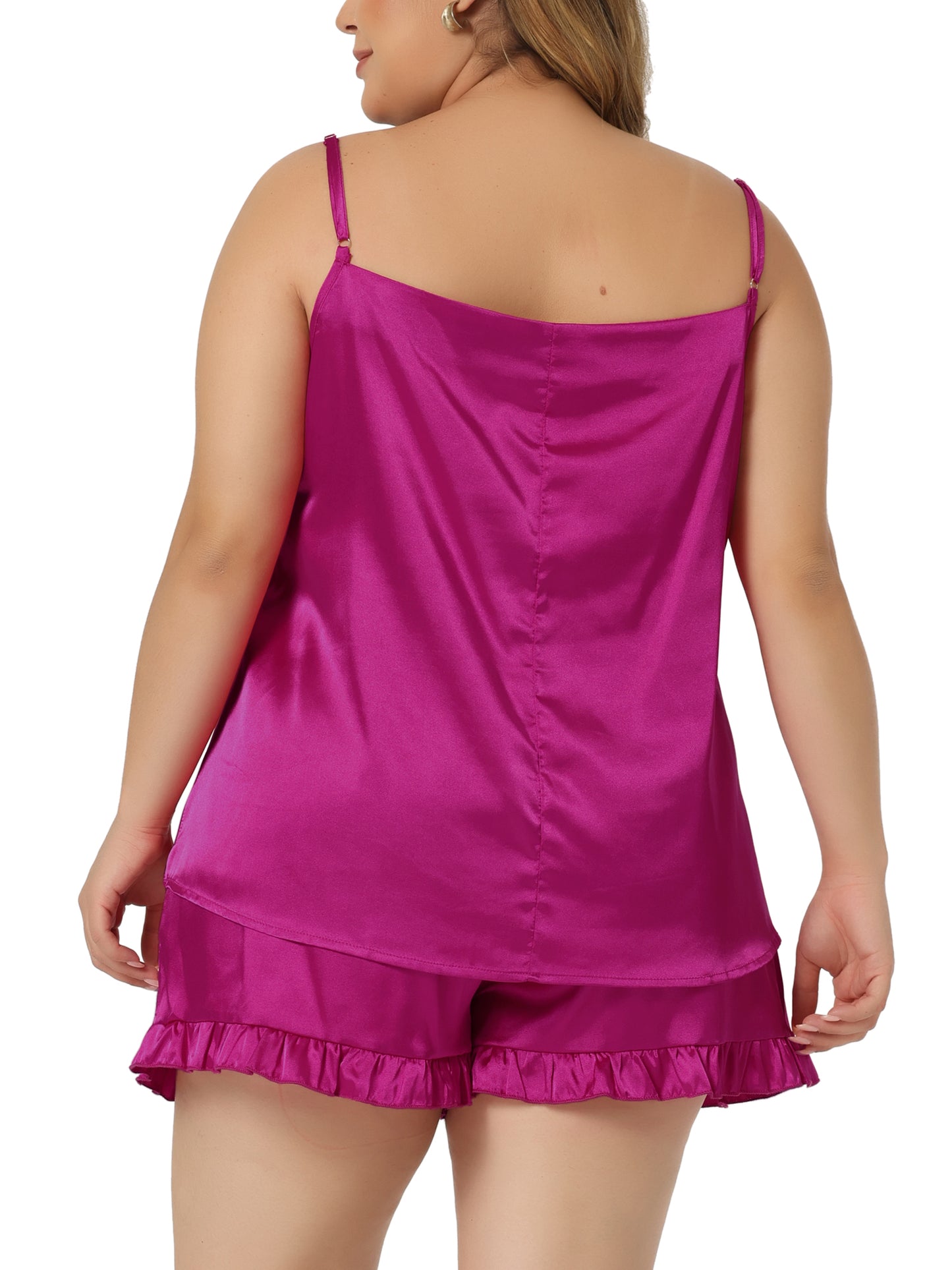 Women Plus Size Pajama Set Lingerie Sleepwear 2 Piece Cami Shorts Set V Neck Pj Sleepwear