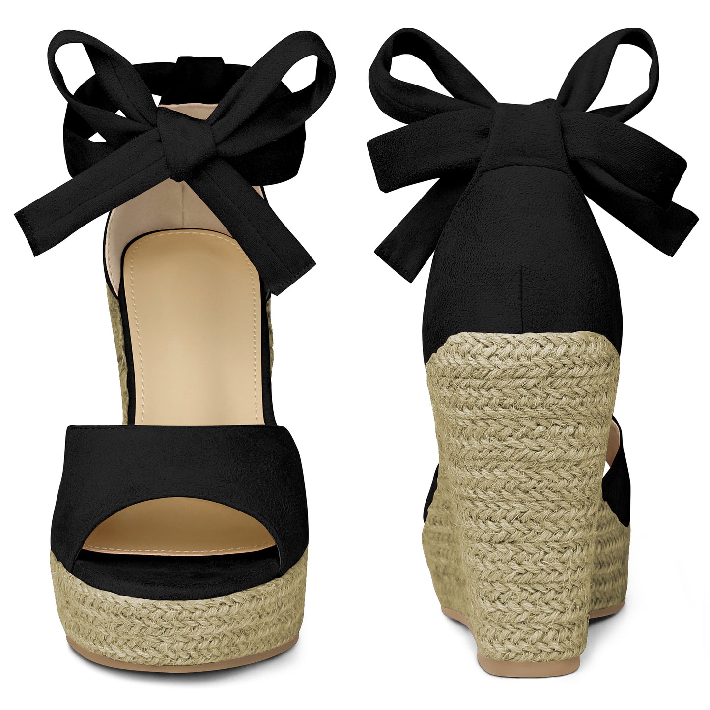 Women Platform Espadrilles Ankle Tie Sandals Peep Toe Wedges