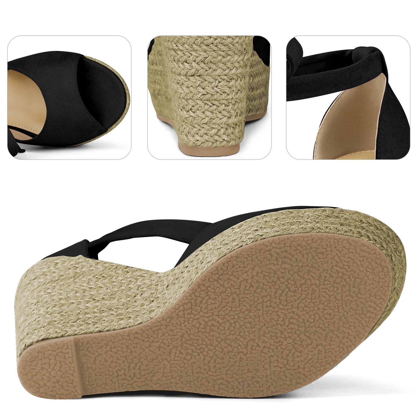 Women Platform Espadrilles Ankle Tie Sandals Peep Toe Wedges