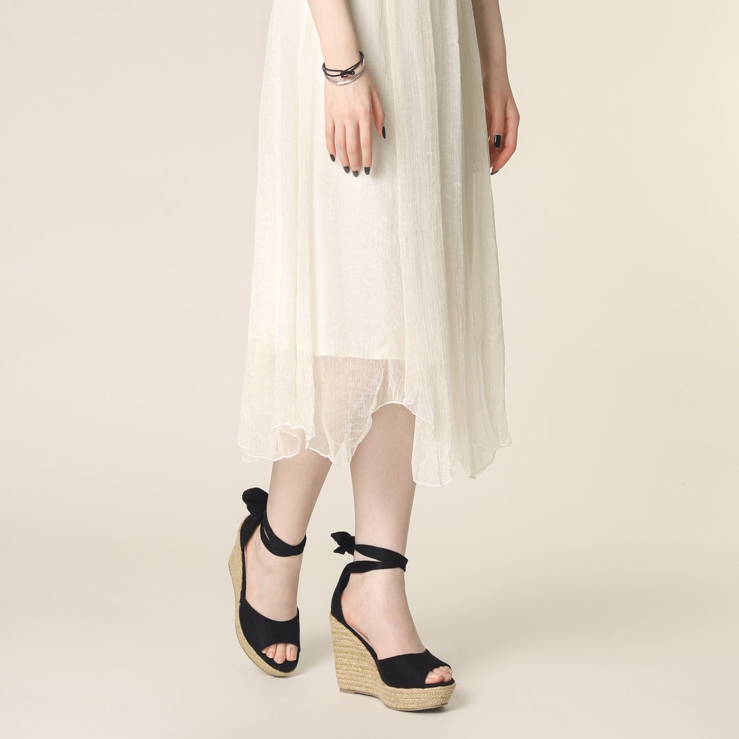 Women Platform Espadrilles Ankle Tie Sandals Peep Toe Wedges