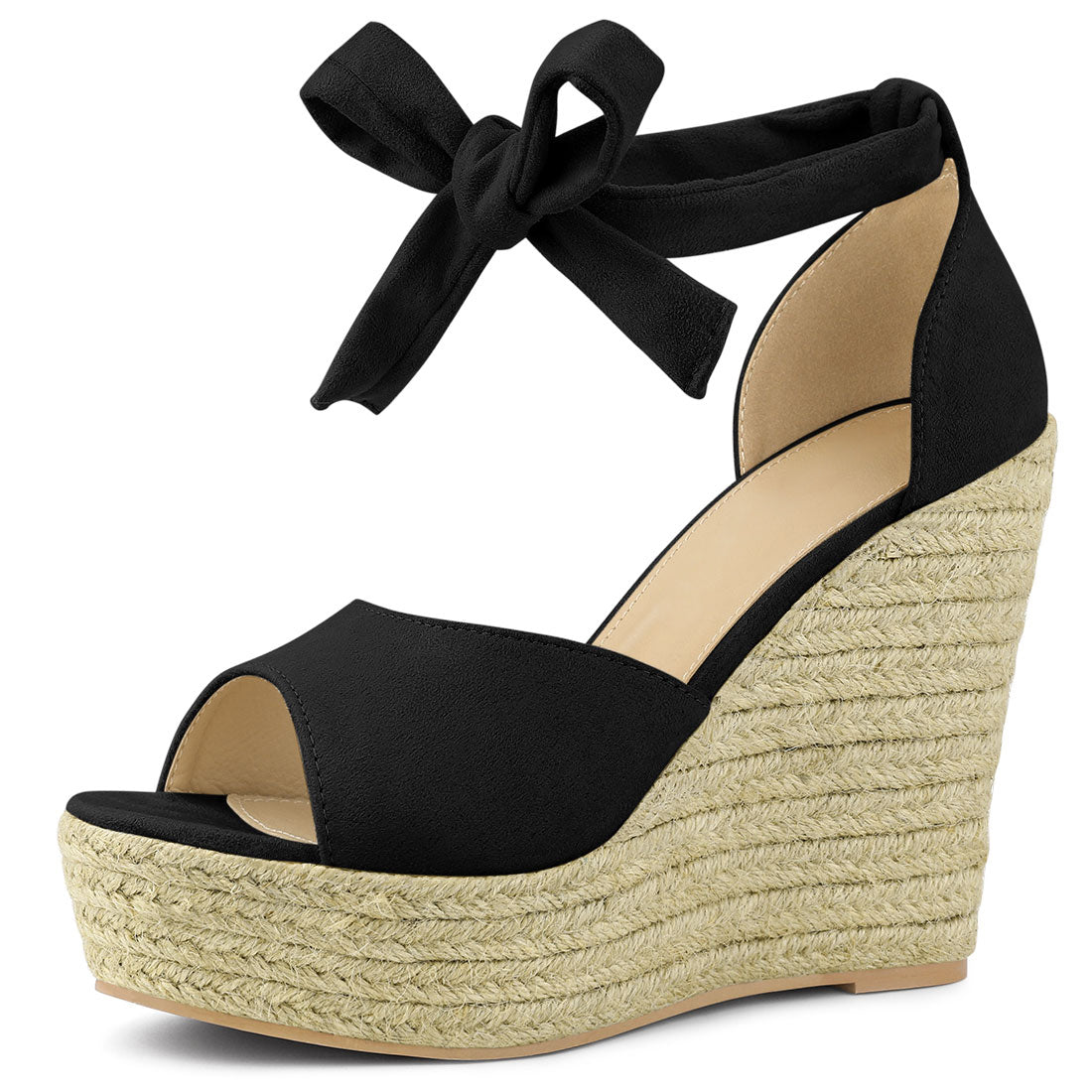 Women Platform Espadrilles Ankle Tie Sandals Peep Toe Wedges