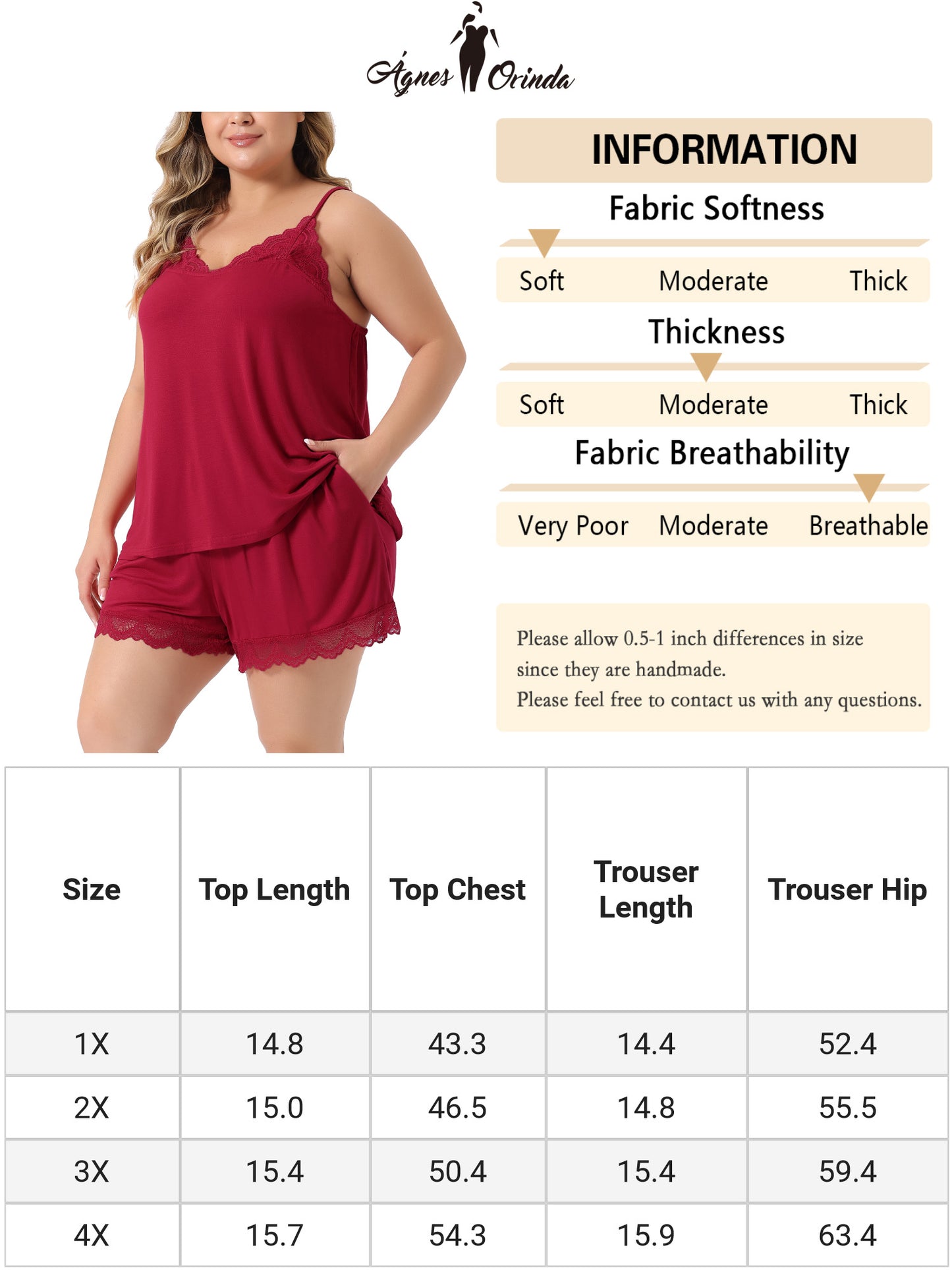 Women Plus Size Pajama Lace Chemise Shorts Set Nightwear Sleepwear Lounge Set