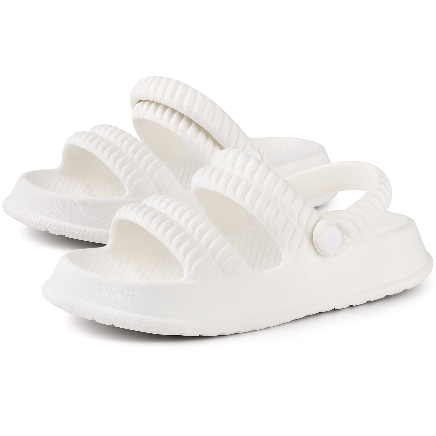 Women's Cloud Slides Sandals Pillow Two-Way Wear Shower Slingback Flat Sandals