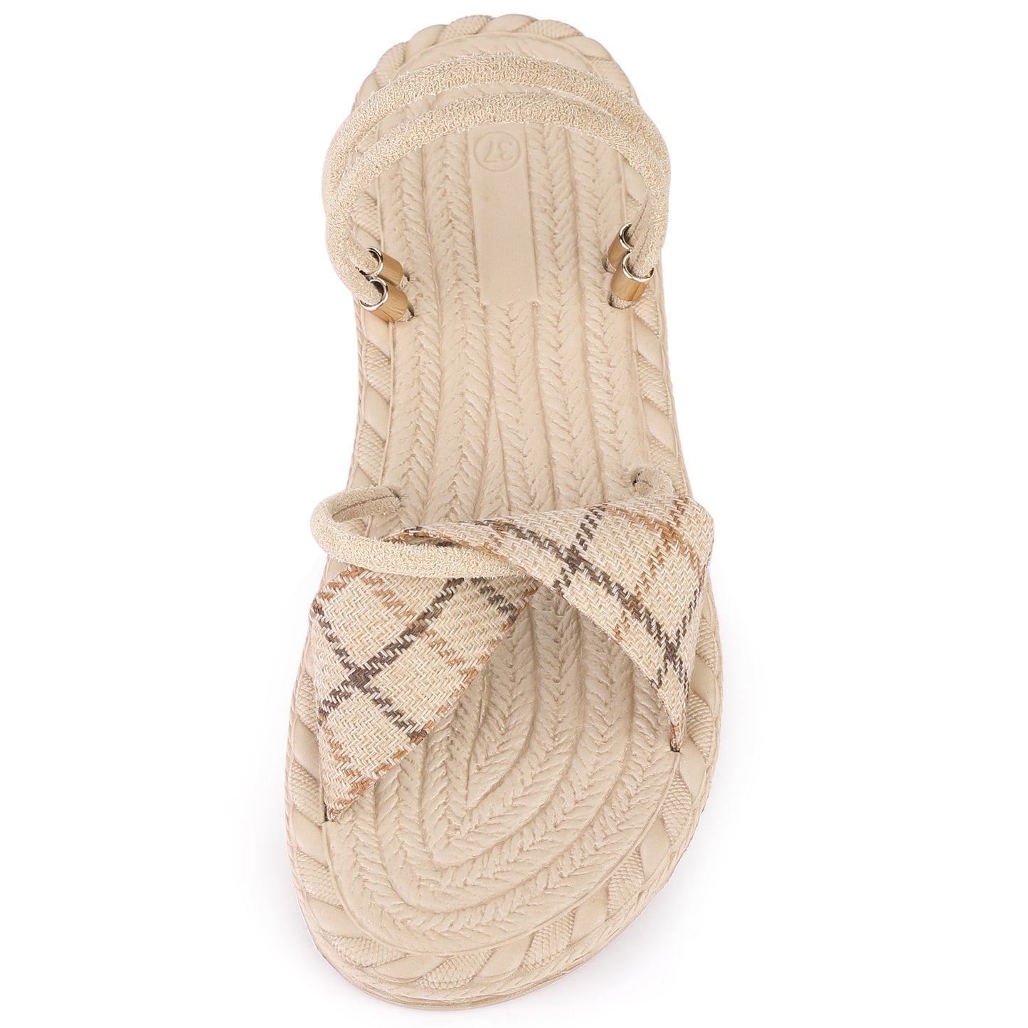 Women's Plaid Cross Strap Slip On Flat Sandals
