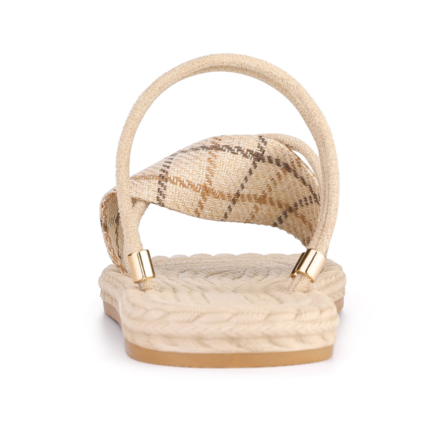 Women's Plaid Cross Strap Slip On Flat Sandals