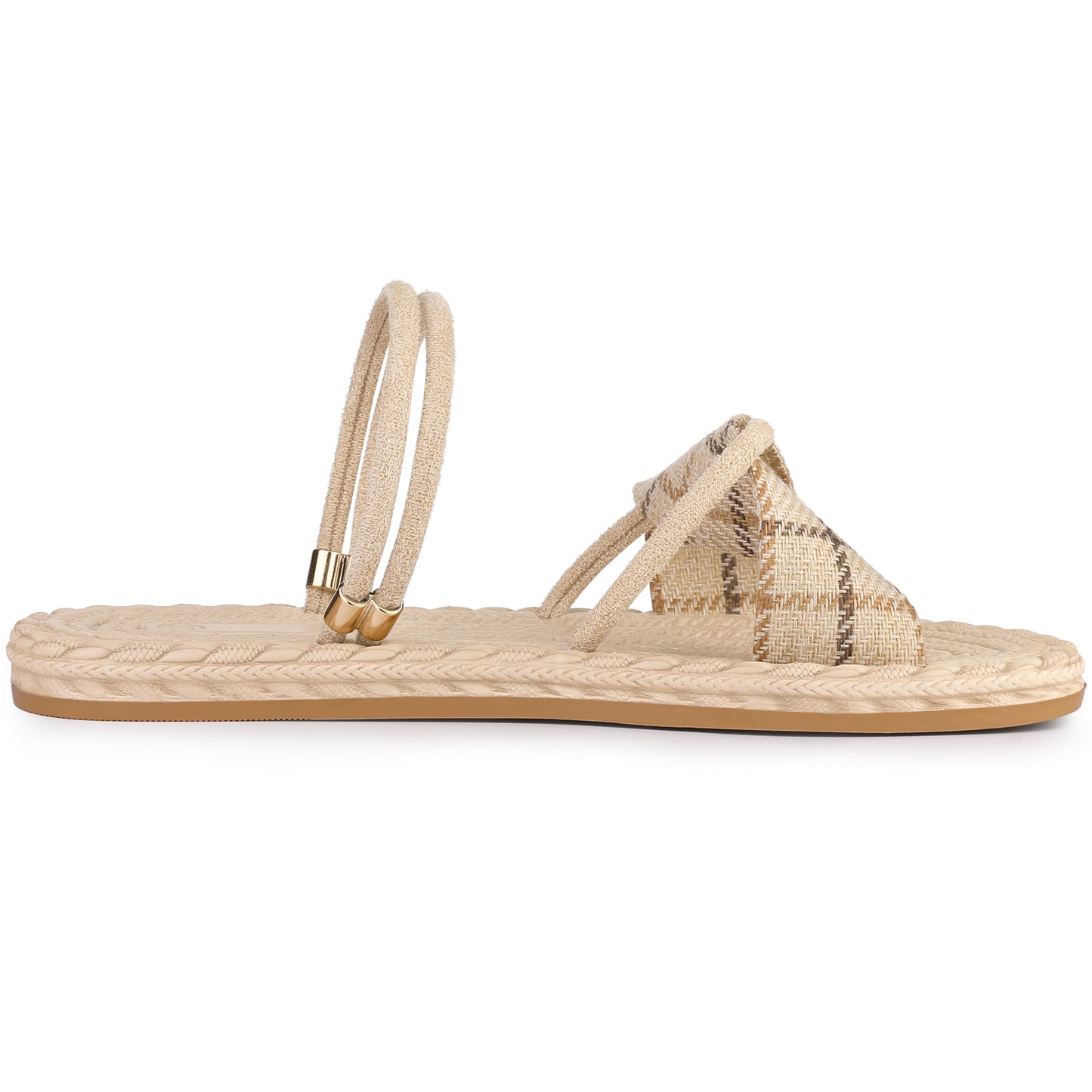 Women's Plaid Cross Strap Slip On Flat Sandals