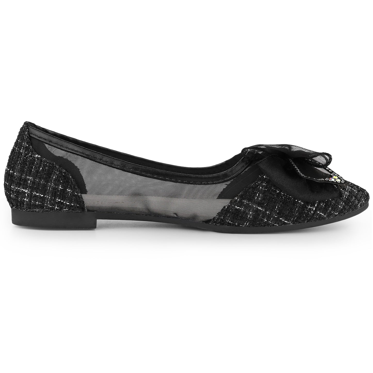 Zapatos de tacón de aguja con punta puntiaguda y lazo de malla para mujer