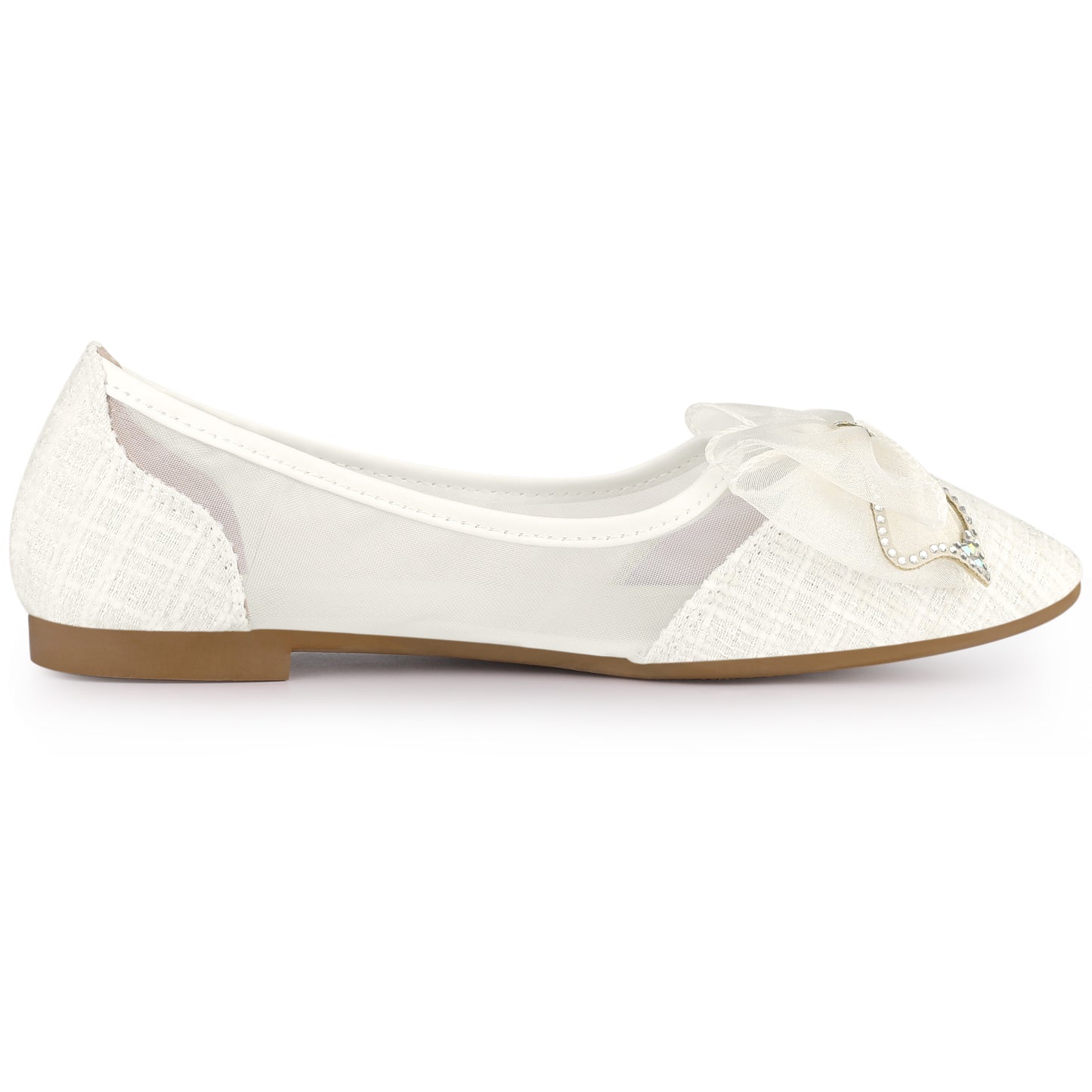 Zapatos de tacón de aguja con punta puntiaguda y lazo de malla para mujer