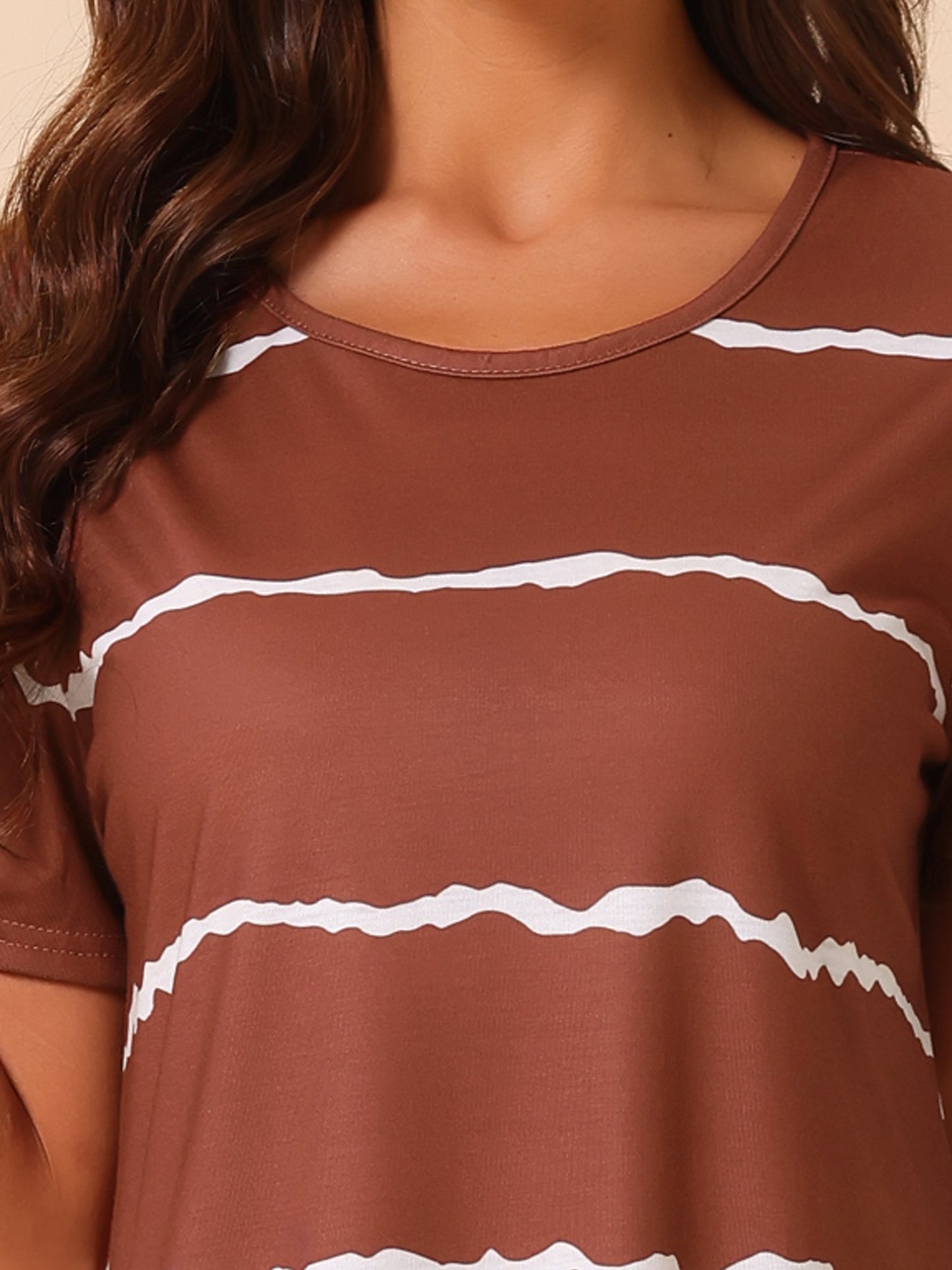 Chemise de nuit à col rond et manches courtes pour femme (grande taille disponible)