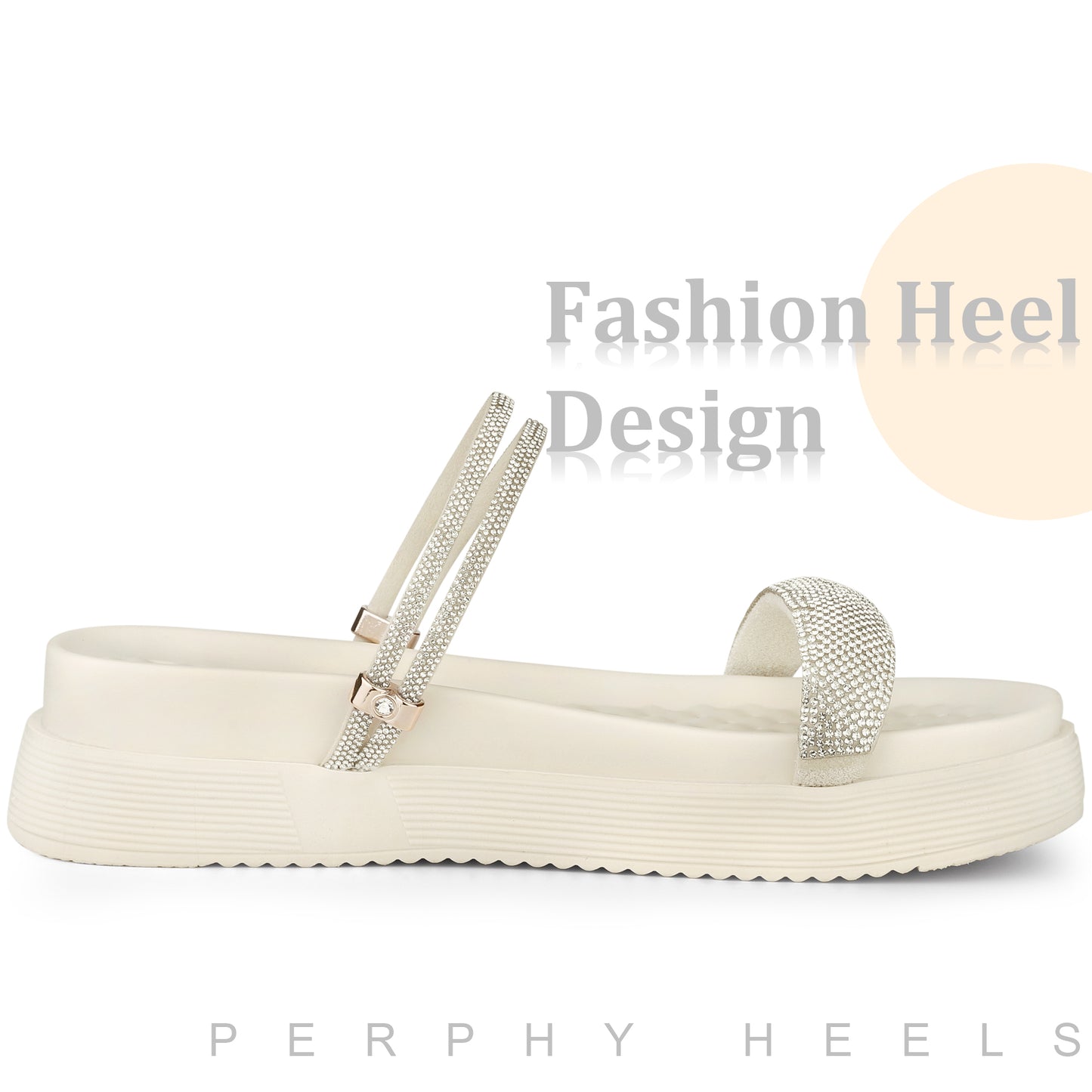 Sandalias planas con tiras y tacón de aguja con cristales brillantes para mujer