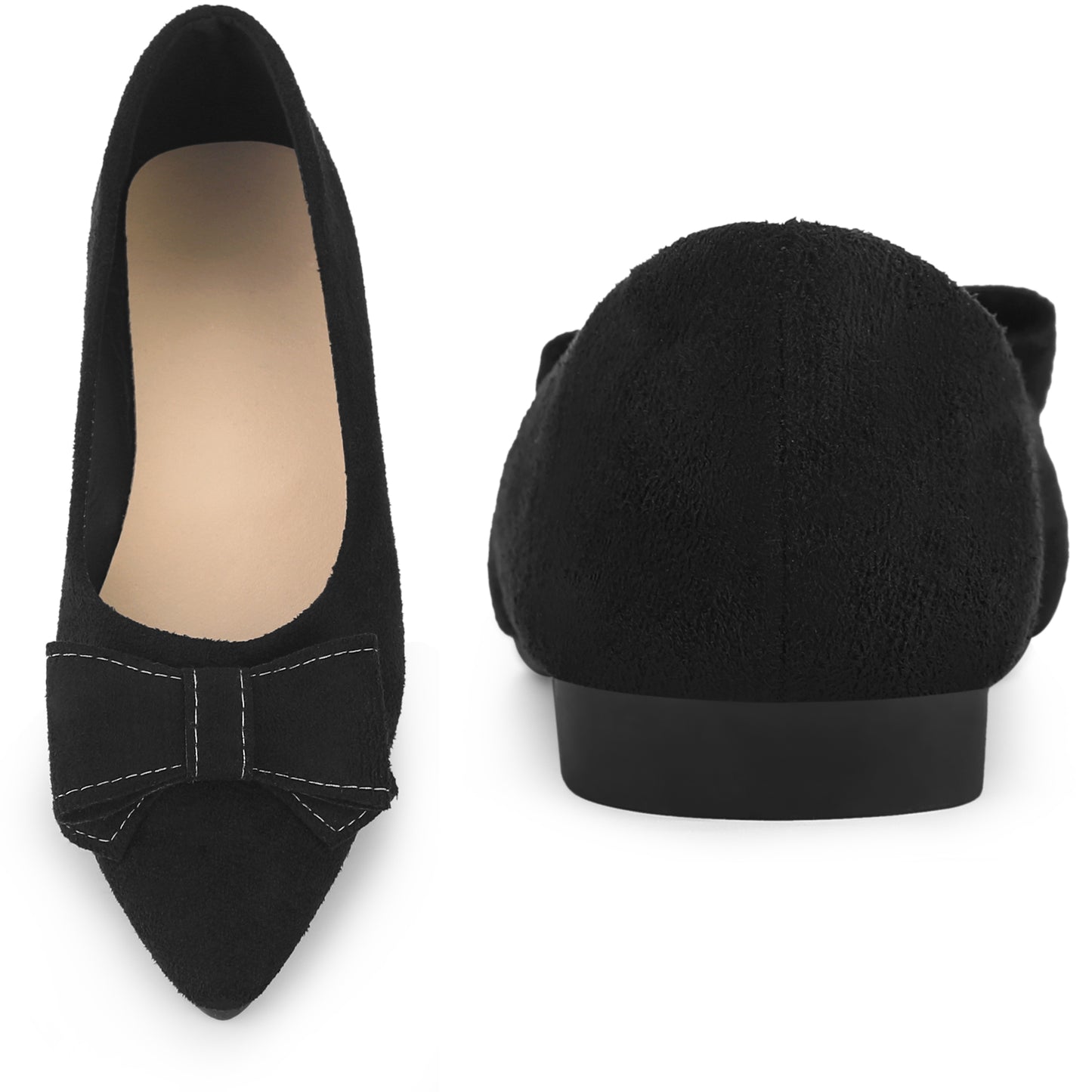 Women Pointed Toe Bow Slip On Ballet Flats