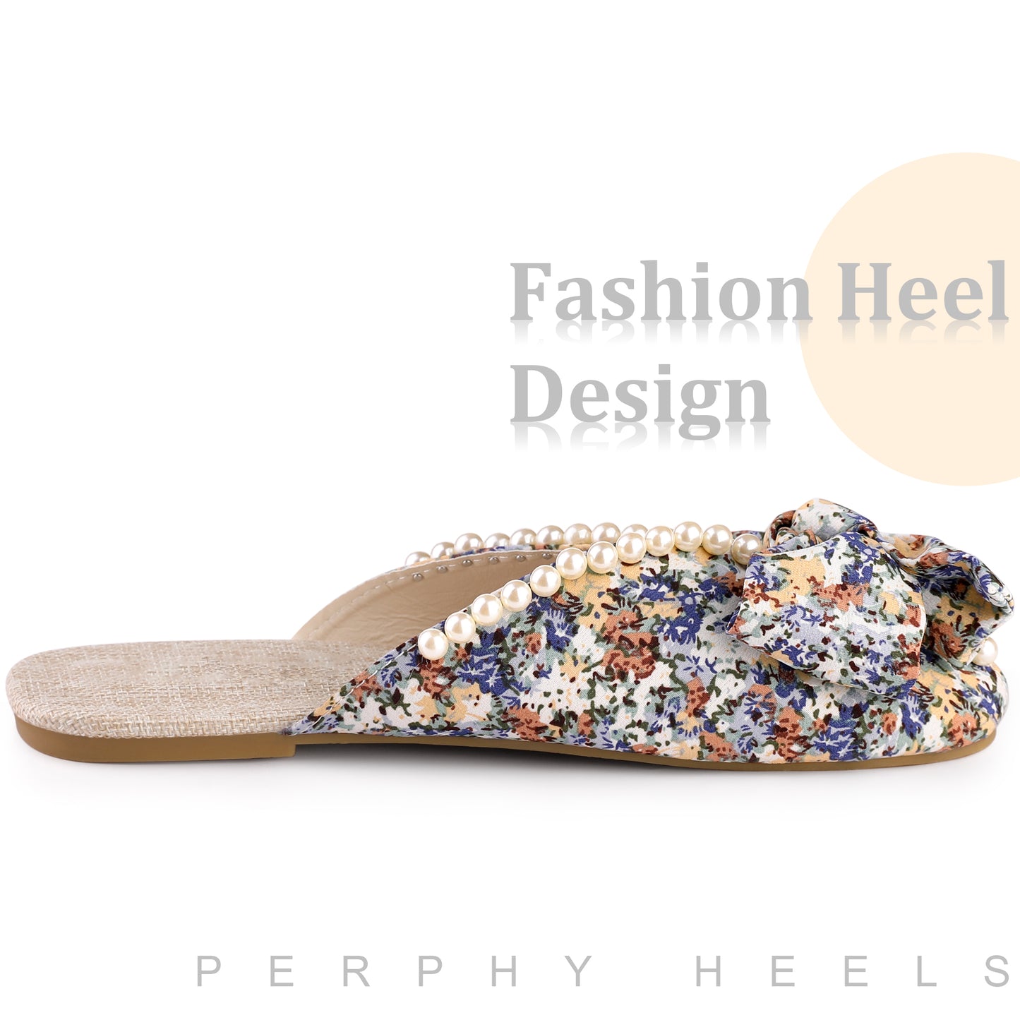 Sandalias planas con punta abierta y estampado floral para mujer, sin cordones, con perlas