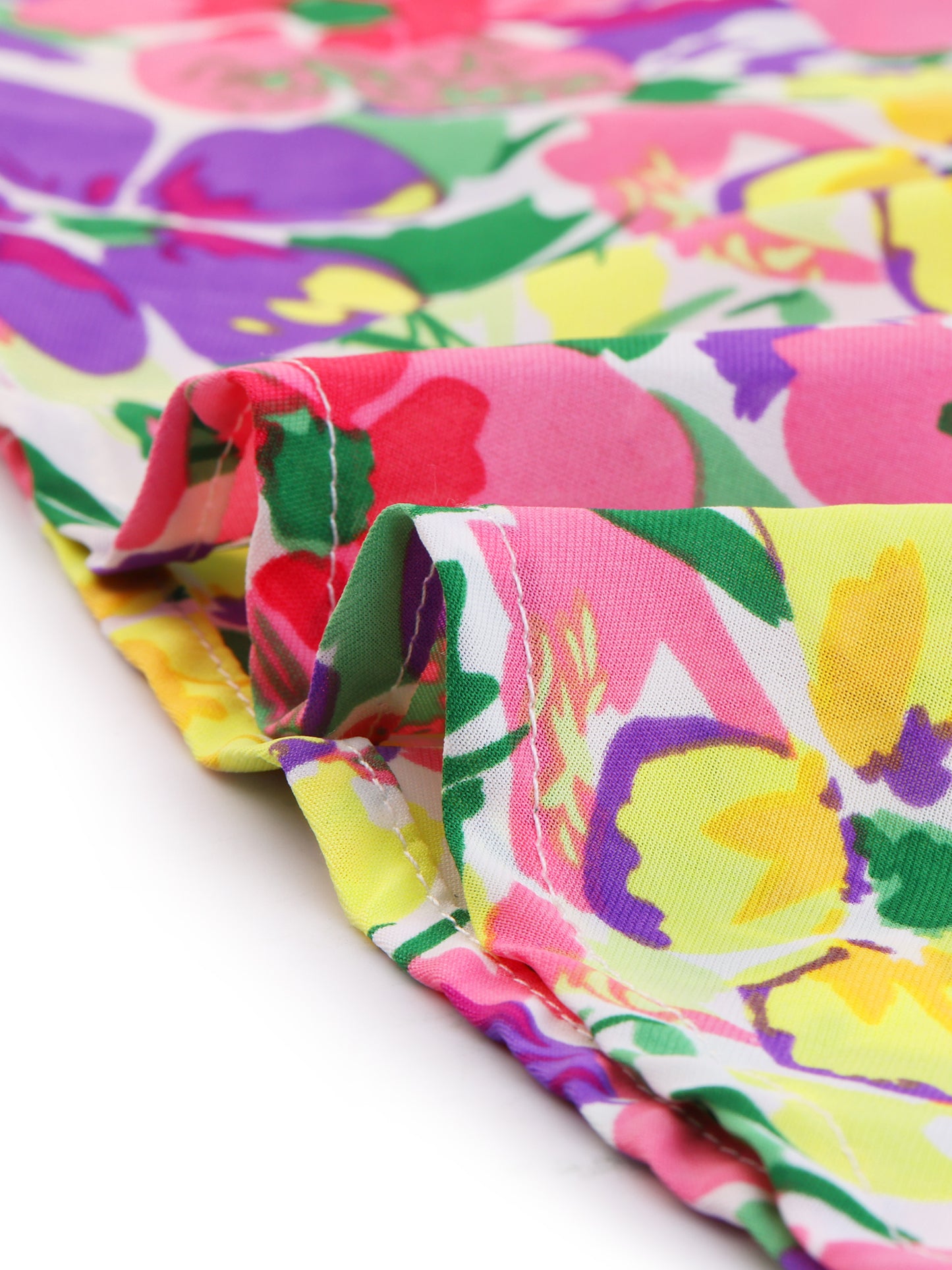 Falda midi holgada de gasa con volantes y estampado de verano para mujer