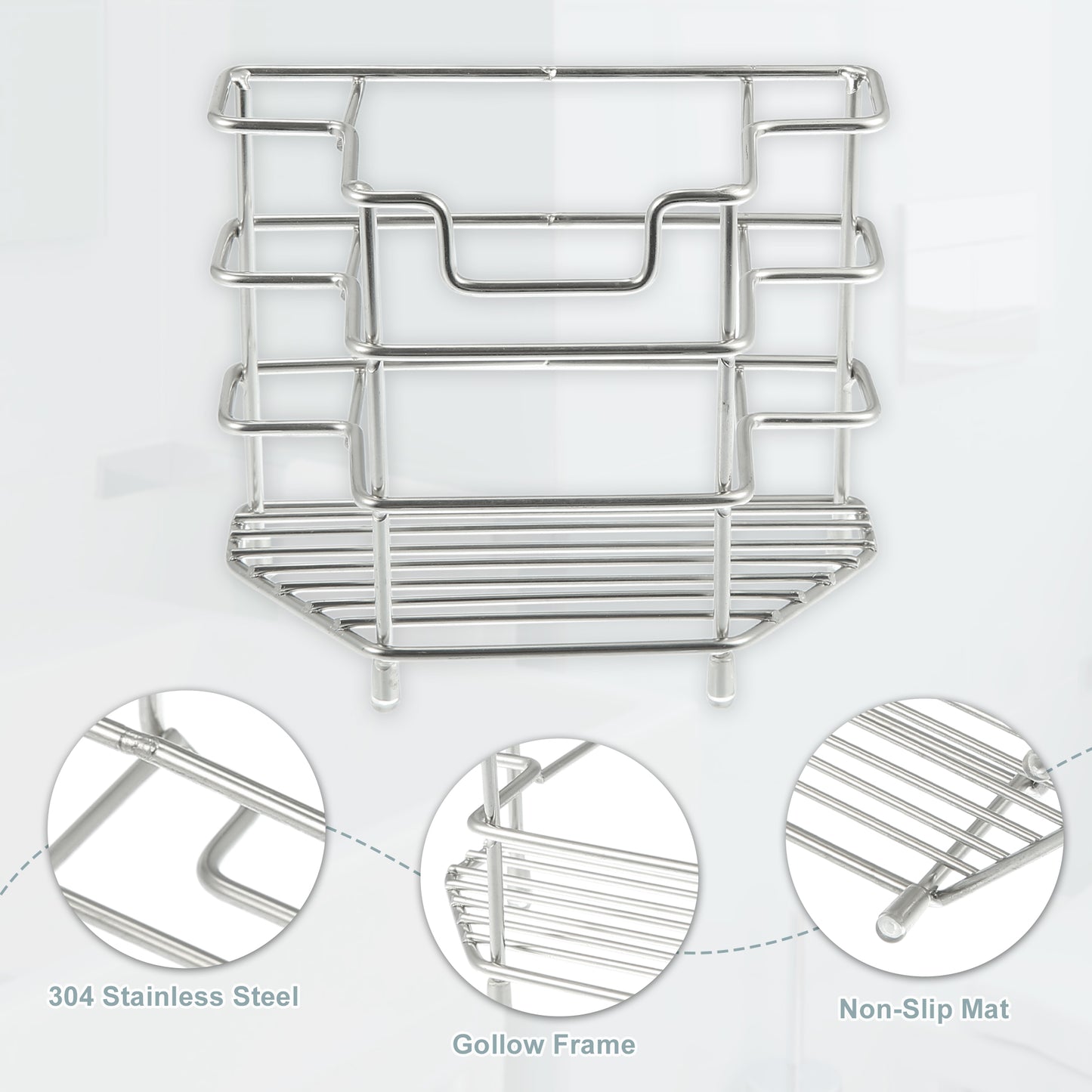 3 Slots 304 Stainless Steel Toothbrush Holder Stand, Bathroom Accessories Organizer Silver Tone