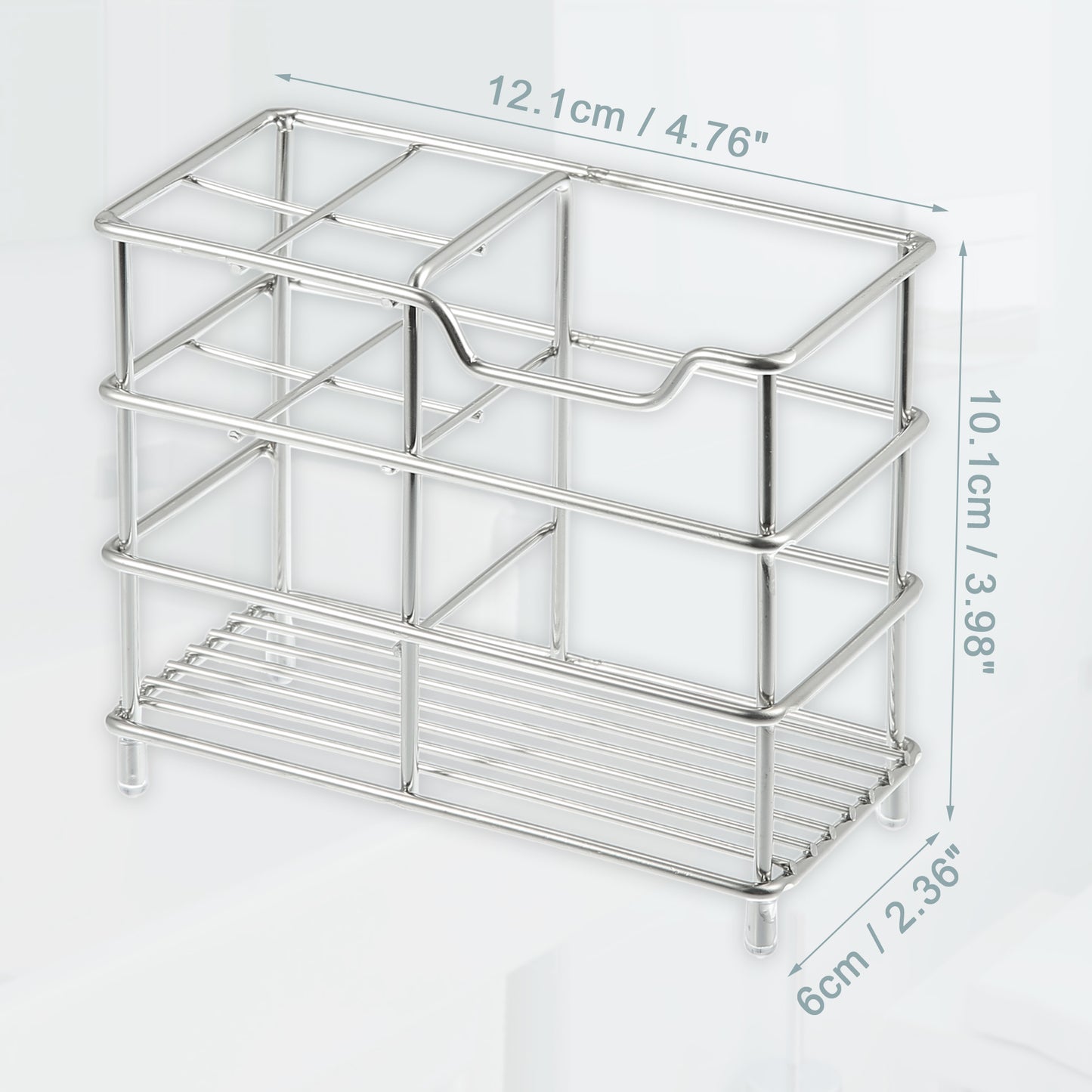 Soporte para cepillo de dientes de acero inoxidable 304 con 4 ranuras, organizador de accesorios de baño, tono plateado