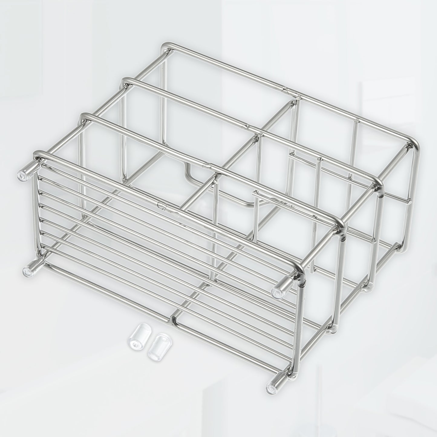 Soporte para cepillo de dientes de acero inoxidable 304 con 4 ranuras, organizador de accesorios de baño, tono plateado