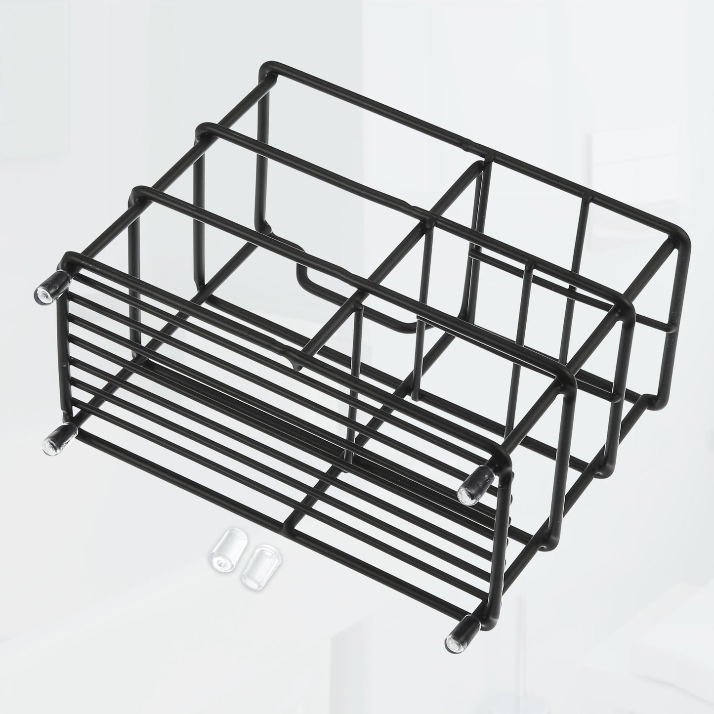 Soporte para cepillos de dientes de acero inoxidable 304 con 4 ranuras, organizador de accesorios de baño, color negro