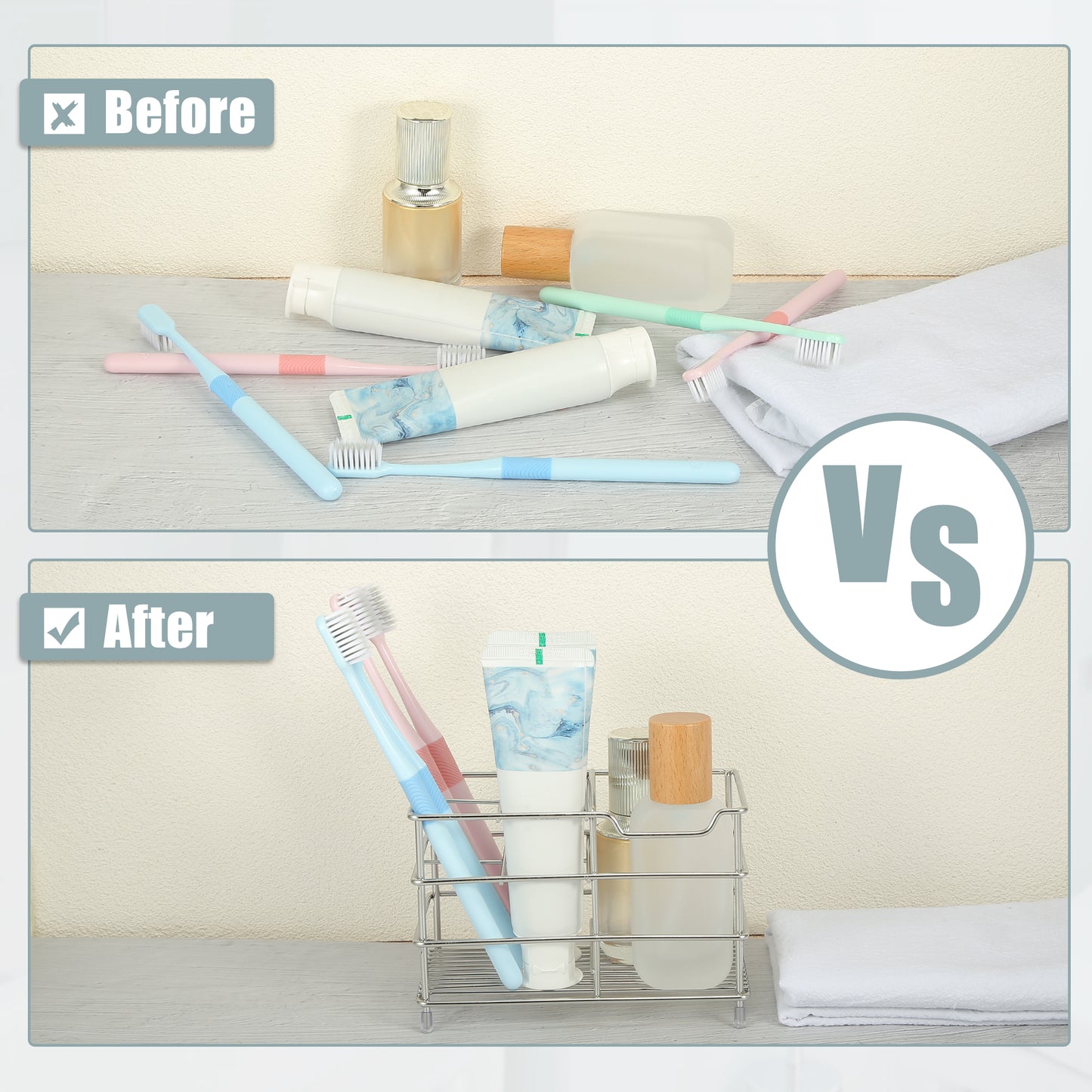 Portacepillos de dientes de acero inoxidable 304 con 4 ranuras, accesorio para baño y cocina, tono plateado