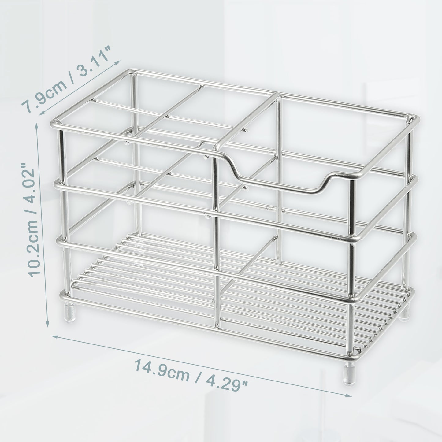 Portacepillos de dientes de acero inoxidable 304 con 4 ranuras, accesorio para baño y cocina, tono plateado