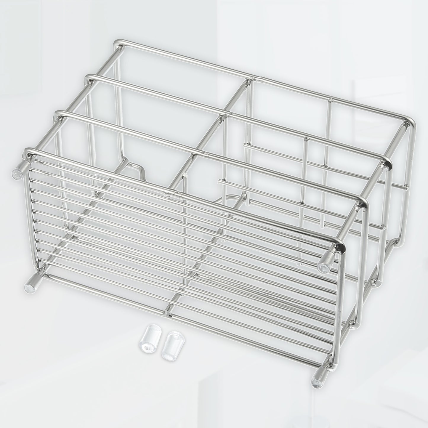 Portacepillos de dientes de acero inoxidable 304 con 4 ranuras, accesorio para baño y cocina, tono plateado