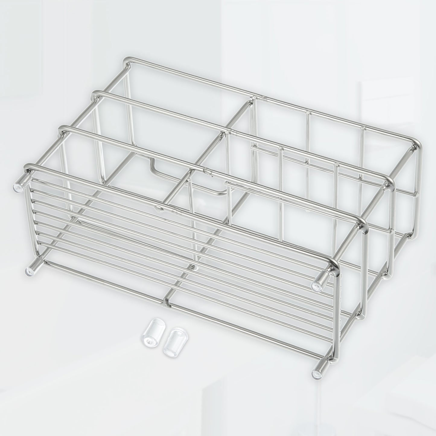 Soporte para cepillo de dientes y pasta de dientes de acero inoxidable 304 con 6 ranuras para baño, tono plateado