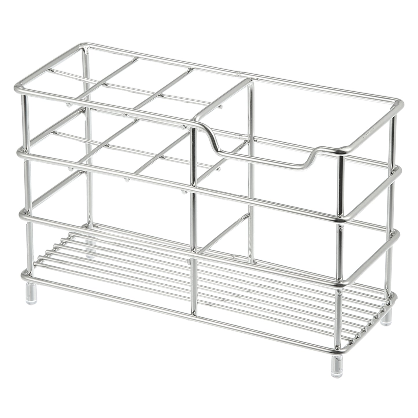 Soporte para cepillo de dientes y pasta de dientes de acero inoxidable 304 con 6 ranuras para baño, tono plateado
