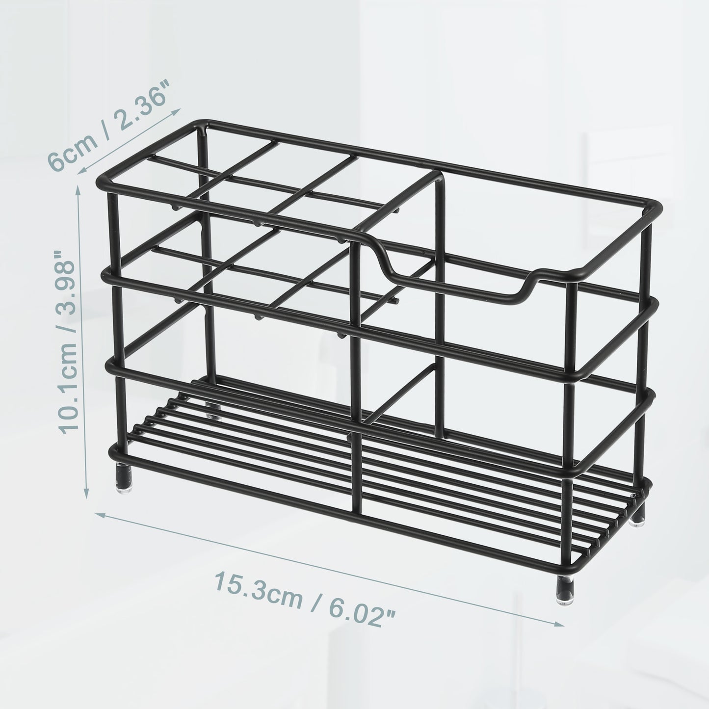 6 Slots 304 Stainless Steel Toothbrush Toothpaste Holder Stand for Bathroom Black