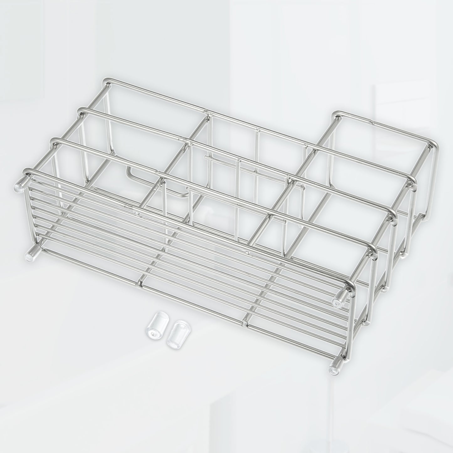 6 Slots 304 Stainless Steel Toothbrush Toothpaste Holder, Bathroom Accessories Silver Tone