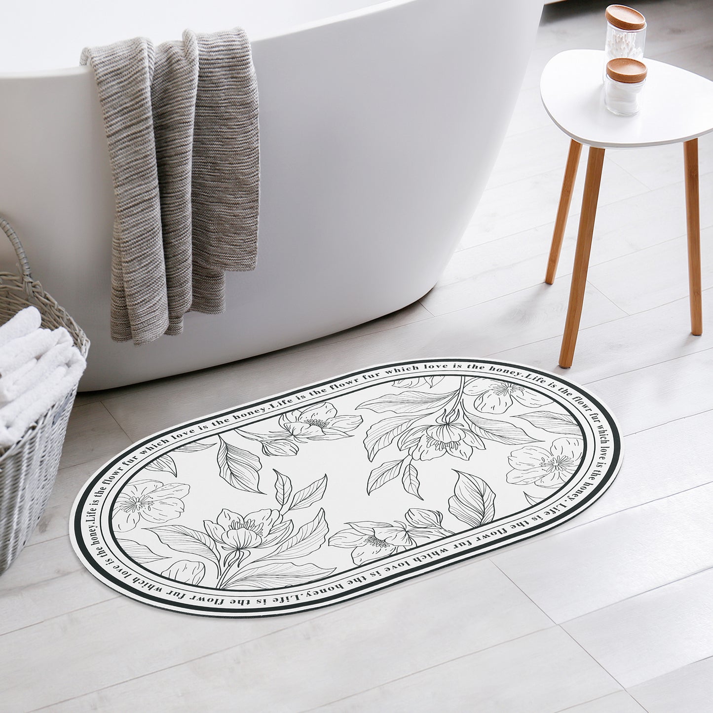 Rubber Non-Slip Quick Dry Rugs Fit Under Door Super Absorbent Thin Bath Mats for Bathroom