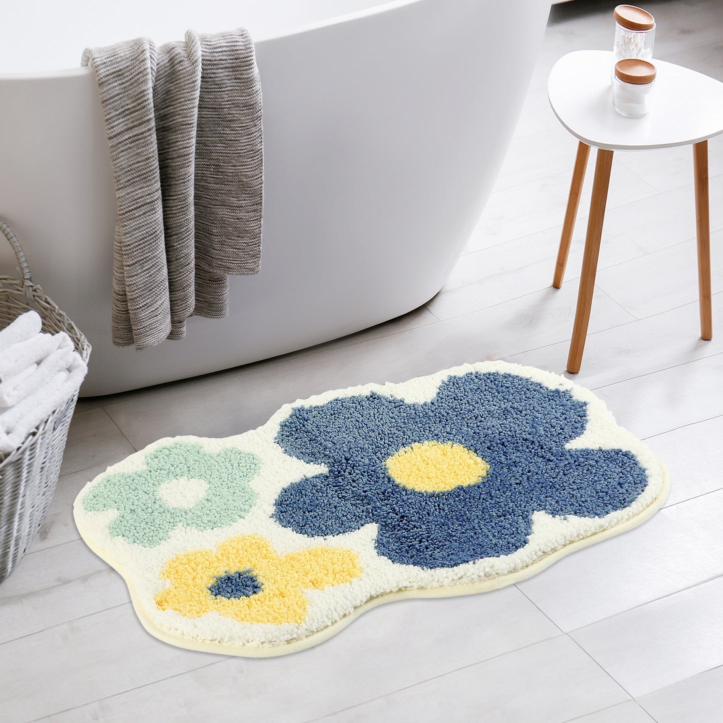 Bathroom Rugs, Soft Plush Non Slip Printing Quick Dry Reversible Microfiber Bath Mats