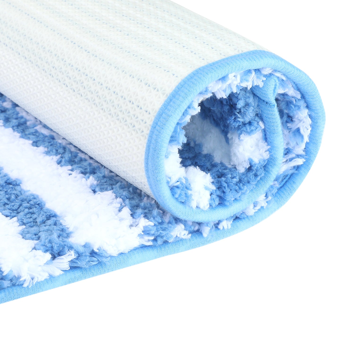 Bathroom Rug Mat, Extra Soft and Absorbent Microfiber Fluffy Striped Non Slip Bath Mats