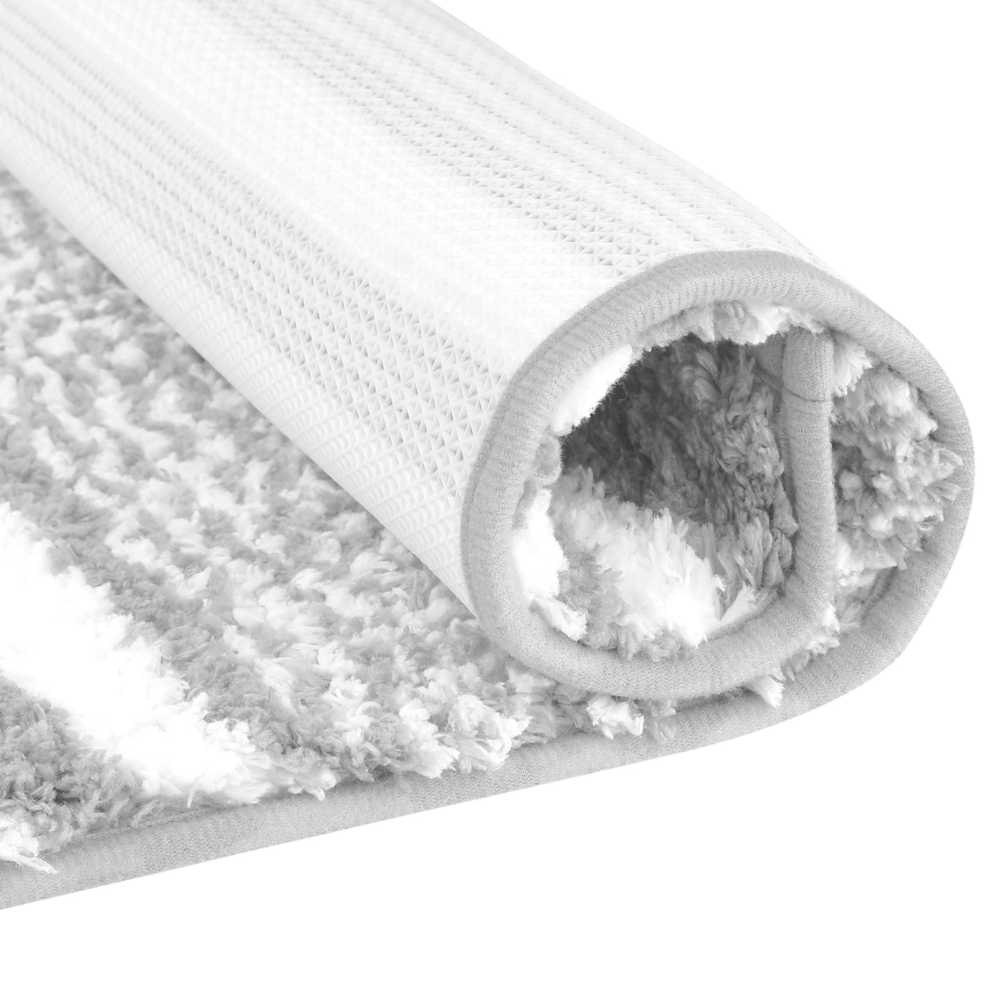 Bathroom Rug Mat, Extra Soft and Absorbent Microfiber Fluffy Striped Non Slip Bath Mats