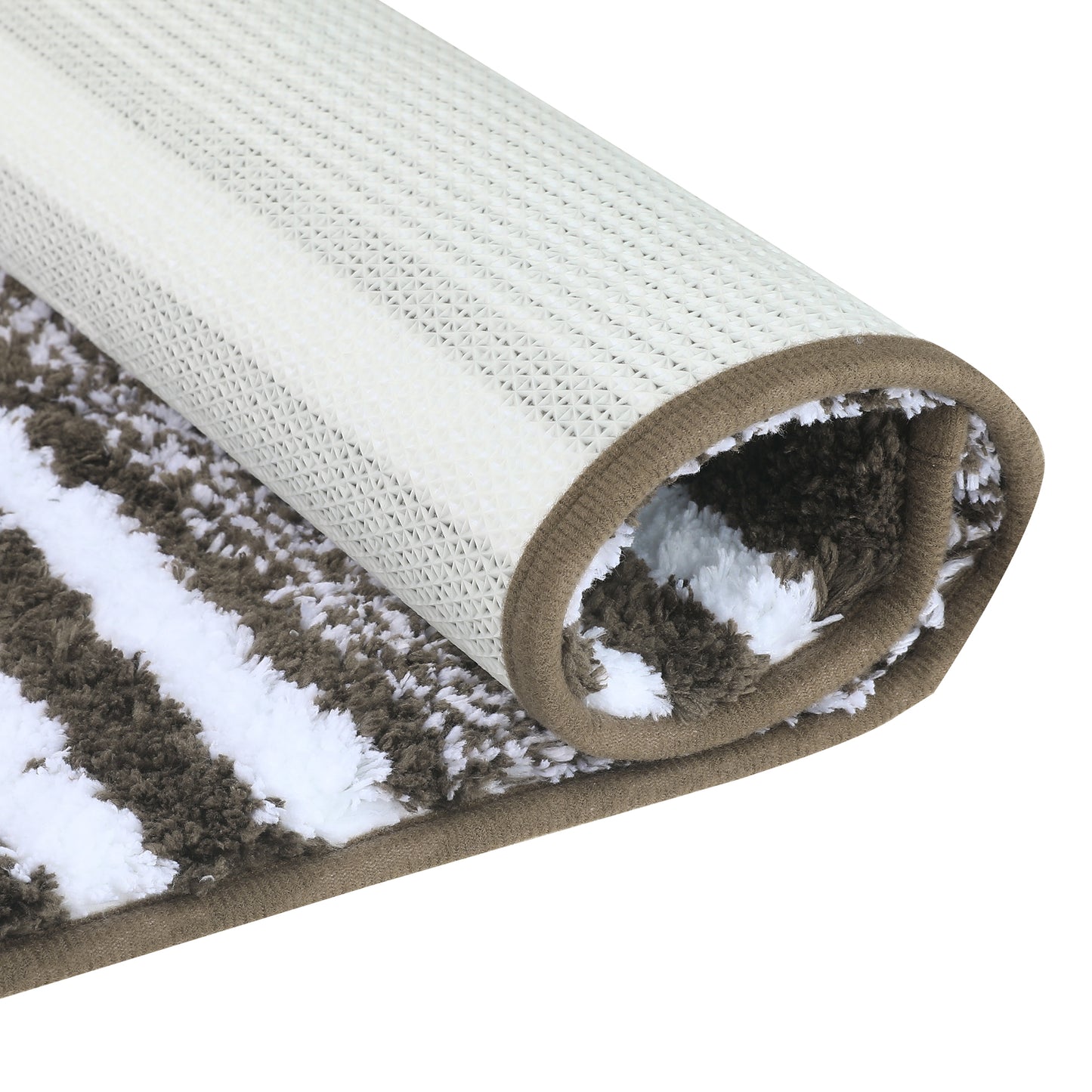 Bathroom Rug Mat, Extra Soft and Absorbent Microfiber Fluffy Striped Non Slip Bath Mats