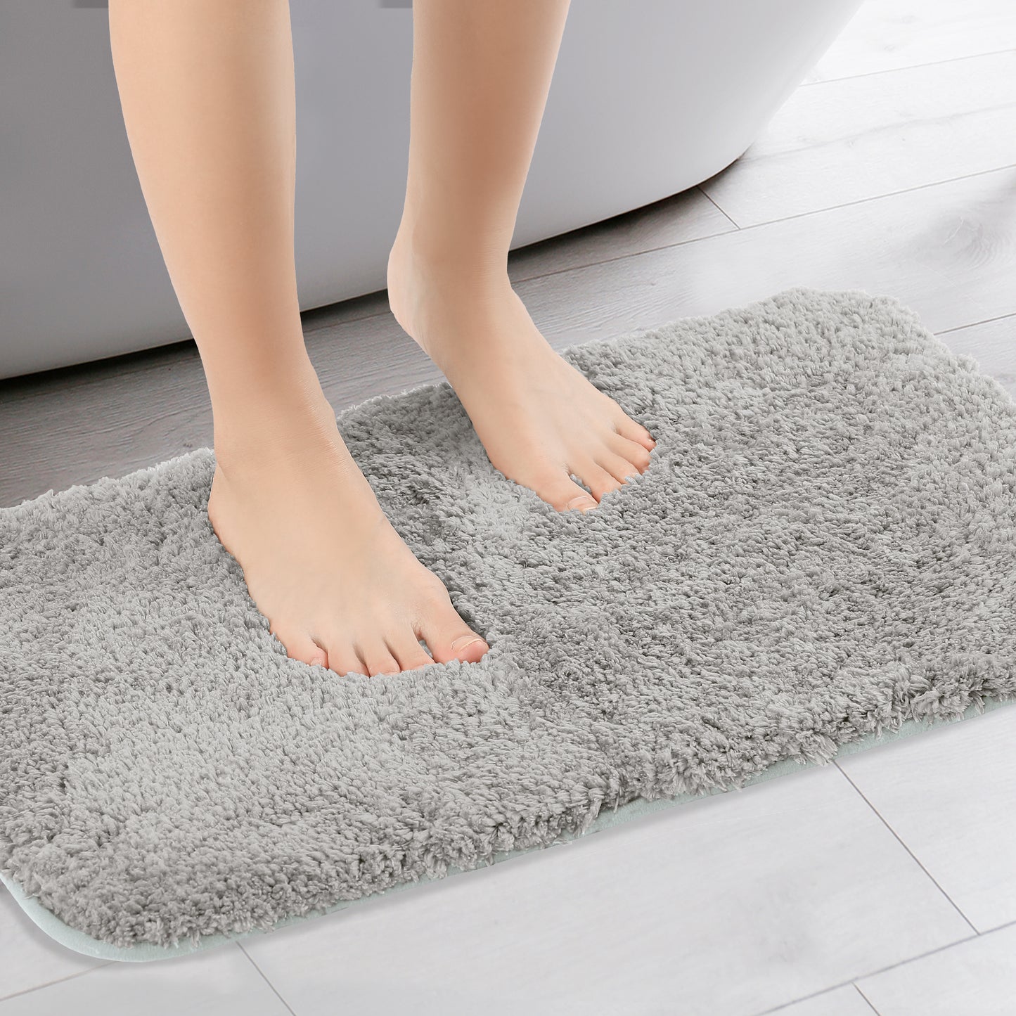 Luxury Bath Mat, Furry Soft Bathroom Rug, Solid Plush Shaggy Bath Carpet