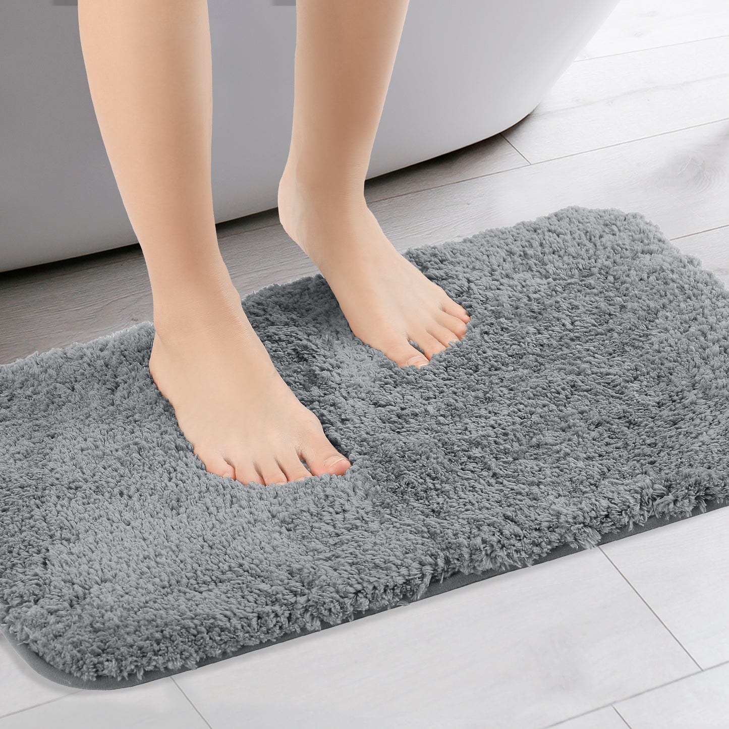 Luxury Bath Mat, Furry Soft Bathroom Rug, Solid Plush Shaggy Bath Carpet